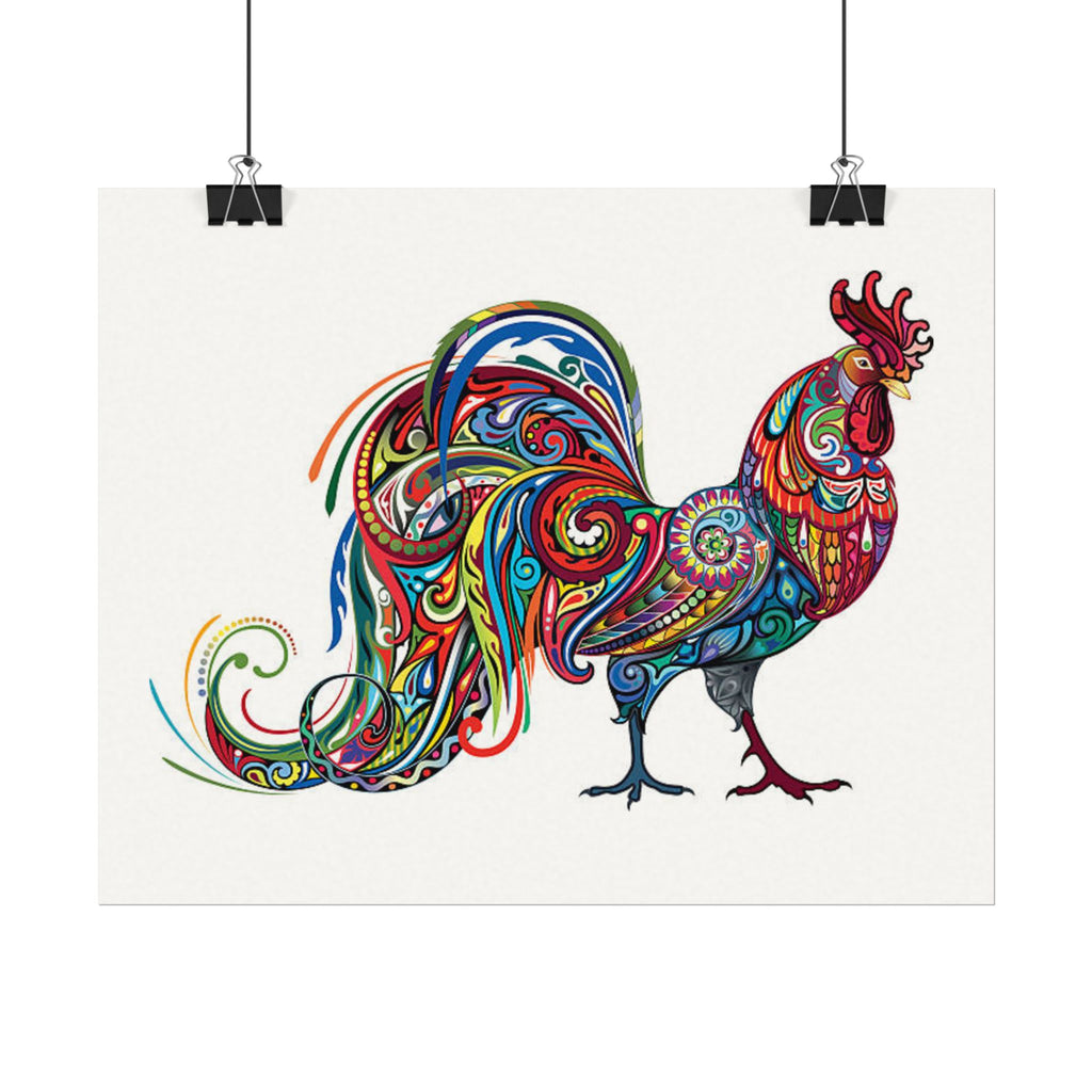 Colorful Rooster Art Print - Textured Watercolor Poster