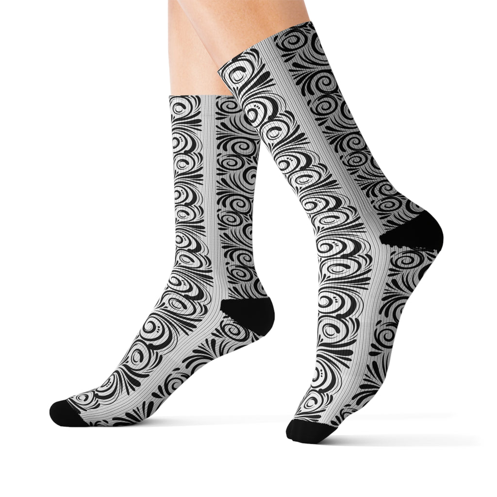 Abstract Swirl Sublimation Socks - Stylish and Comfortable Footwear