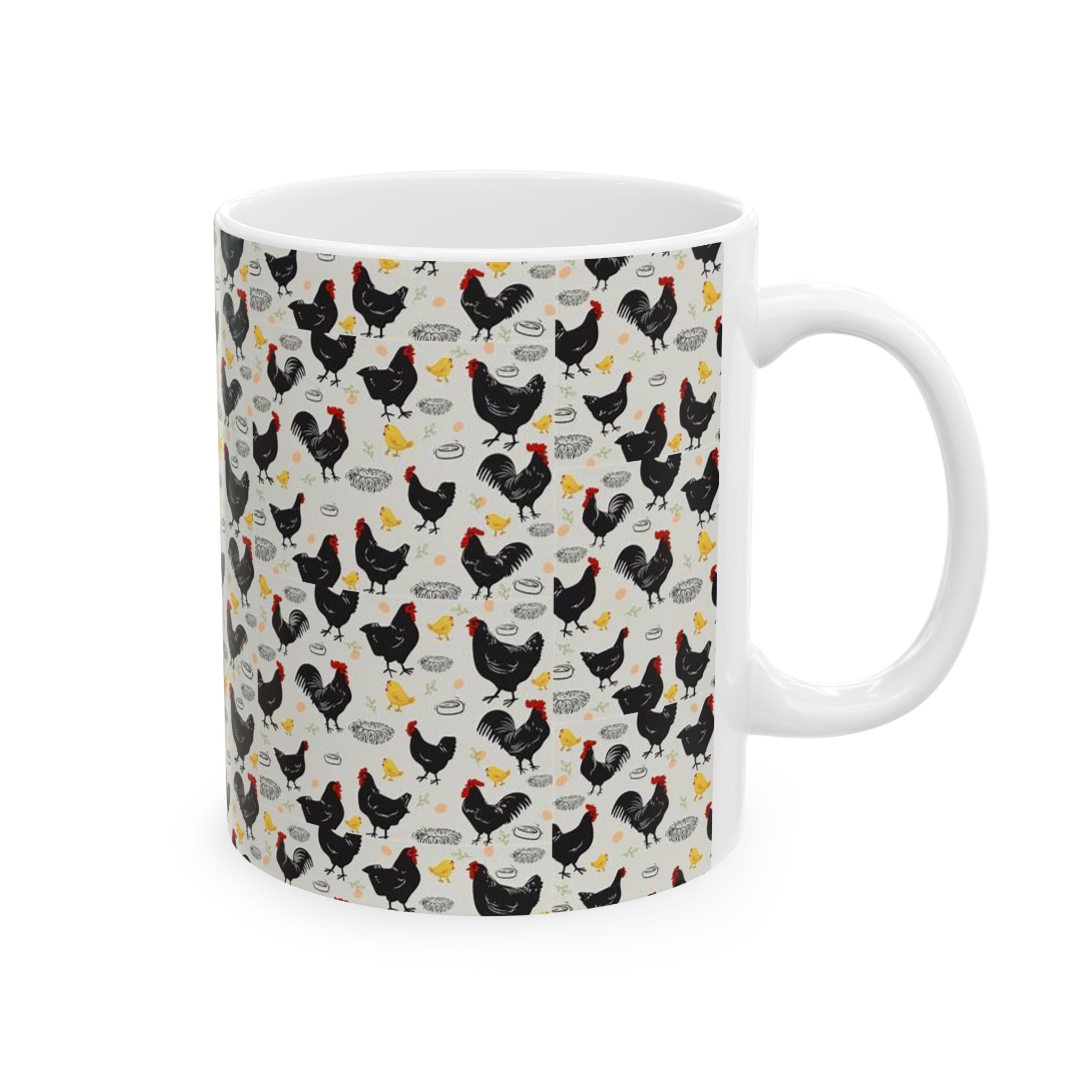 Farmhouse Chicken Pattern Ceramic Mug - Fun Gift for Poultry Lovers