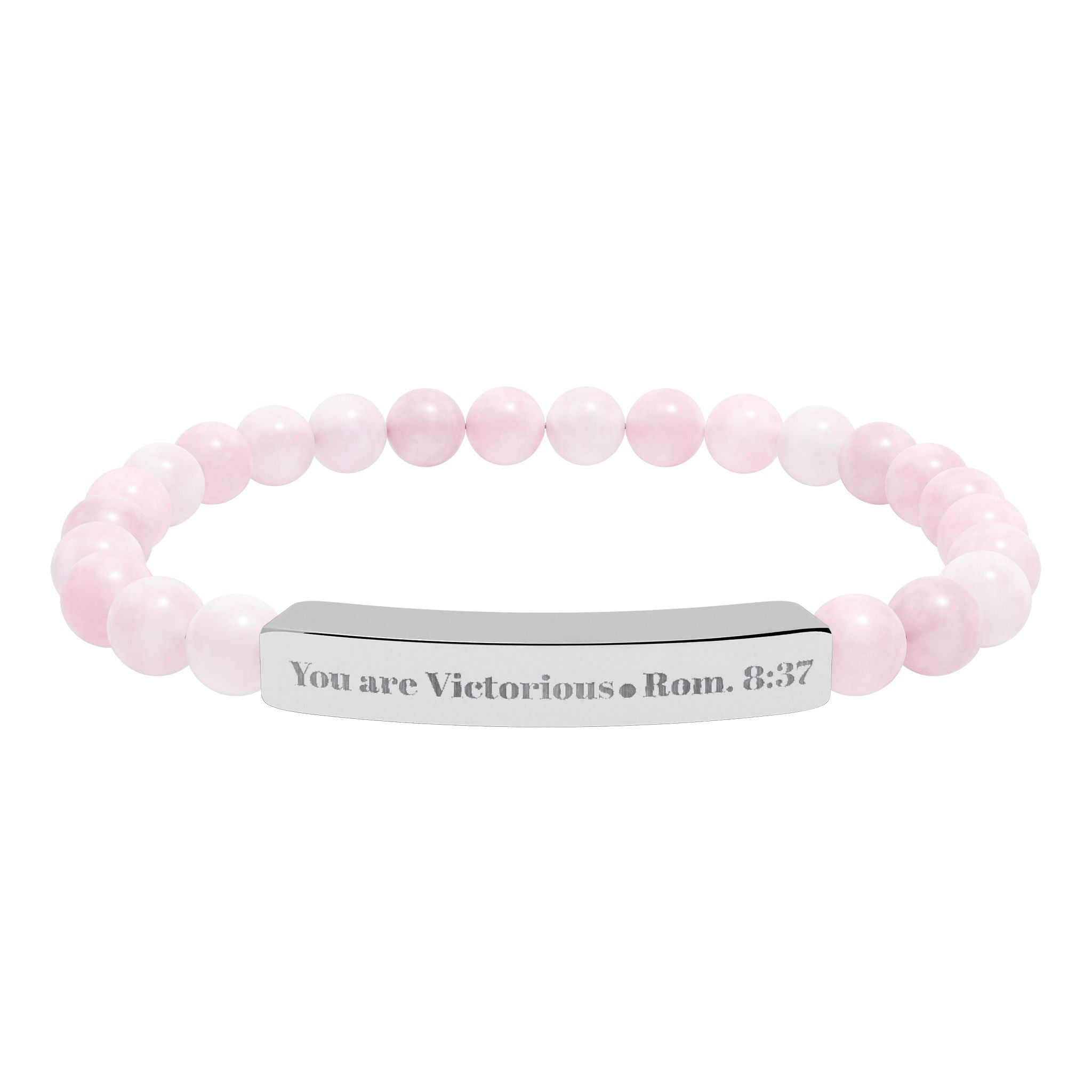 "You are victorious" Engraved Natural Stone Bracelet for Mindfulness, Personal Meaning Bracelet