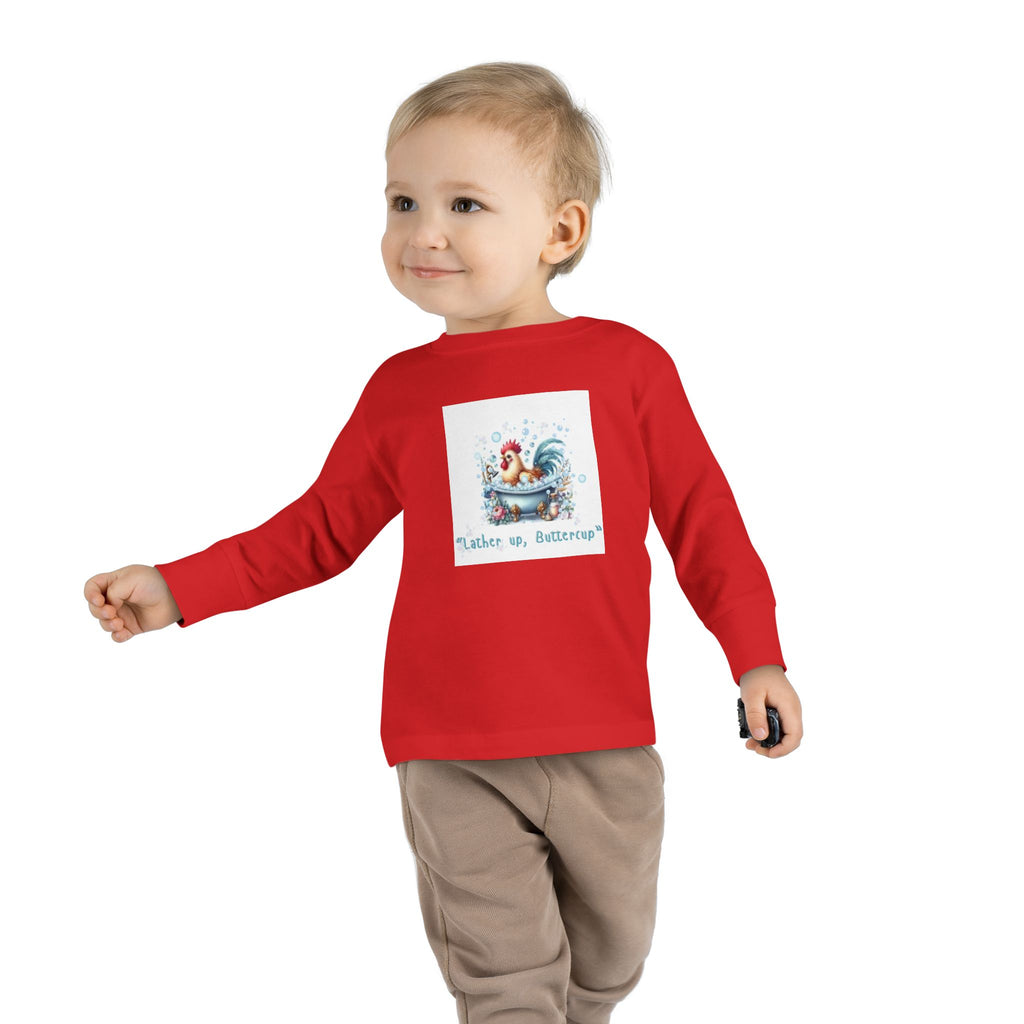 Cute Toddler Long Sleeve Tee with 'Lather up, Buttercup' Design