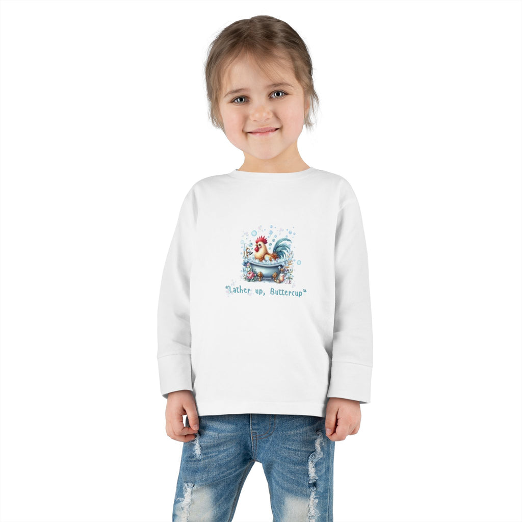 Cute Toddler Long Sleeve Tee with 'Lather up, Buttercup' Design