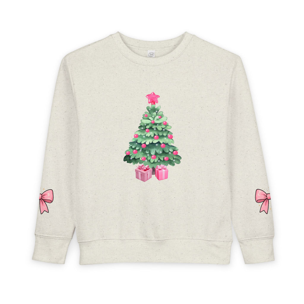Toddler Sweatshirt — Pink Christmas Tree with Bows Holiday Pullover