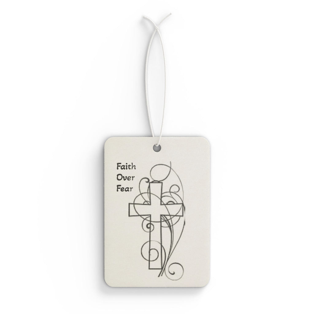 Faith Over Fear Car Air Freshener — Inspirational Cross Design