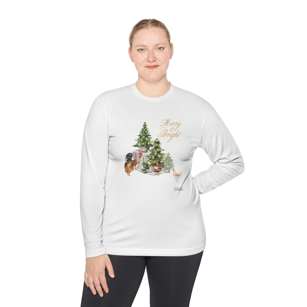 Ladies Merry and Bright Long Sleeve Tee - Chicken Lovers