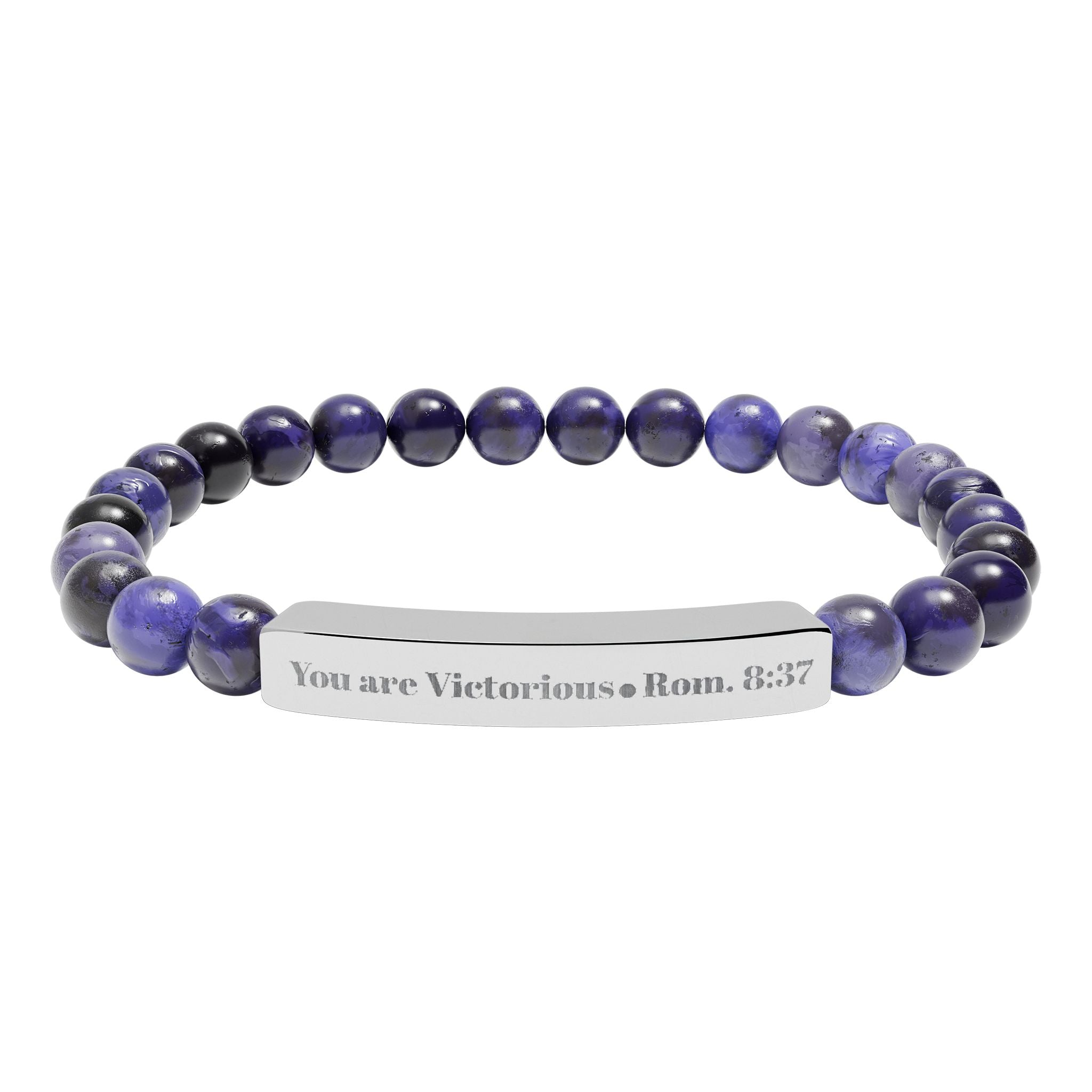 "You are victorious" Engraved Natural Stone Bracelet for Mindfulness, Personal Meaning Bracelet