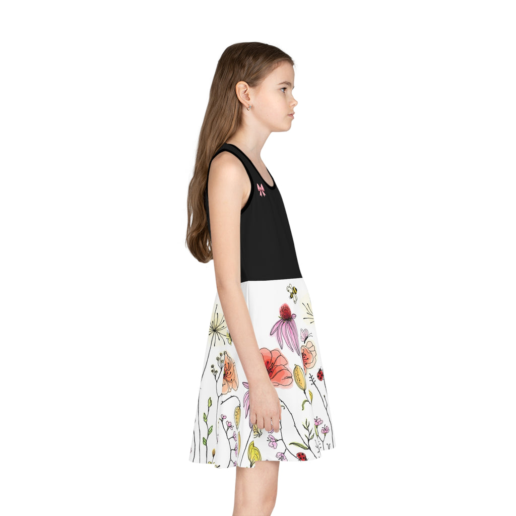 Girls' Floral Sundress — Watercolor Wildflower Swing Dress