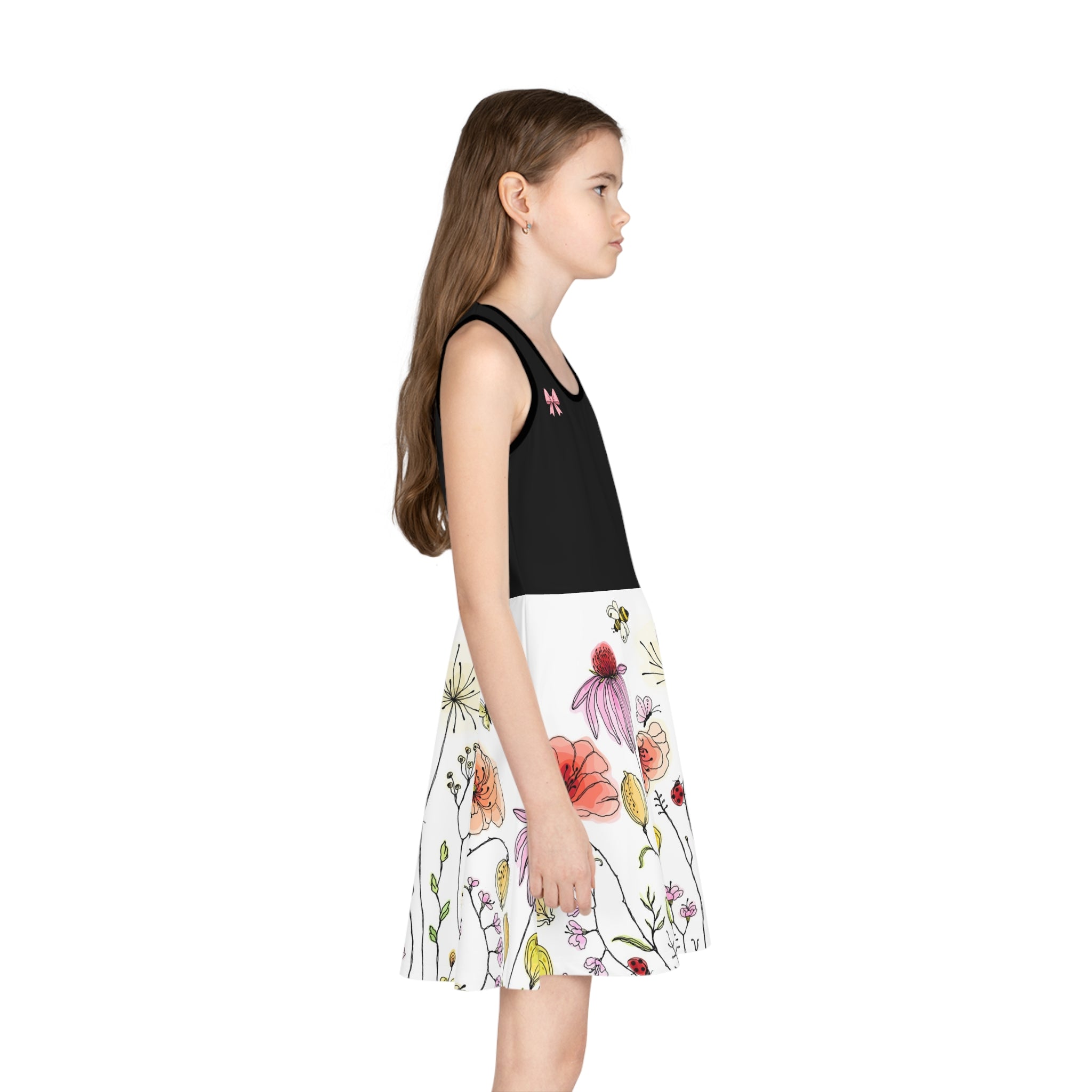 Girls' Floral Sundress — Watercolor Wildflower Swing Dress