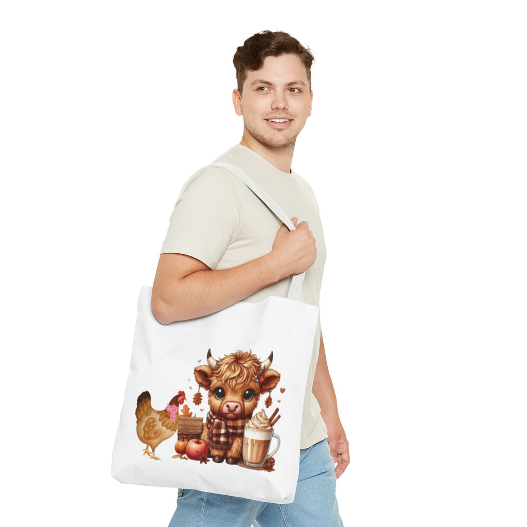 Friends- Cute Cow & Chicken Tote Bag for Farm Lovers, Harvest Market Bag