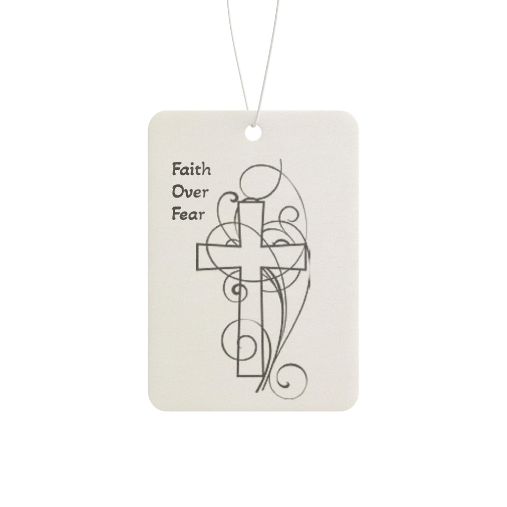 Faith Over Fear Car Air Freshener — Inspirational Cross Design