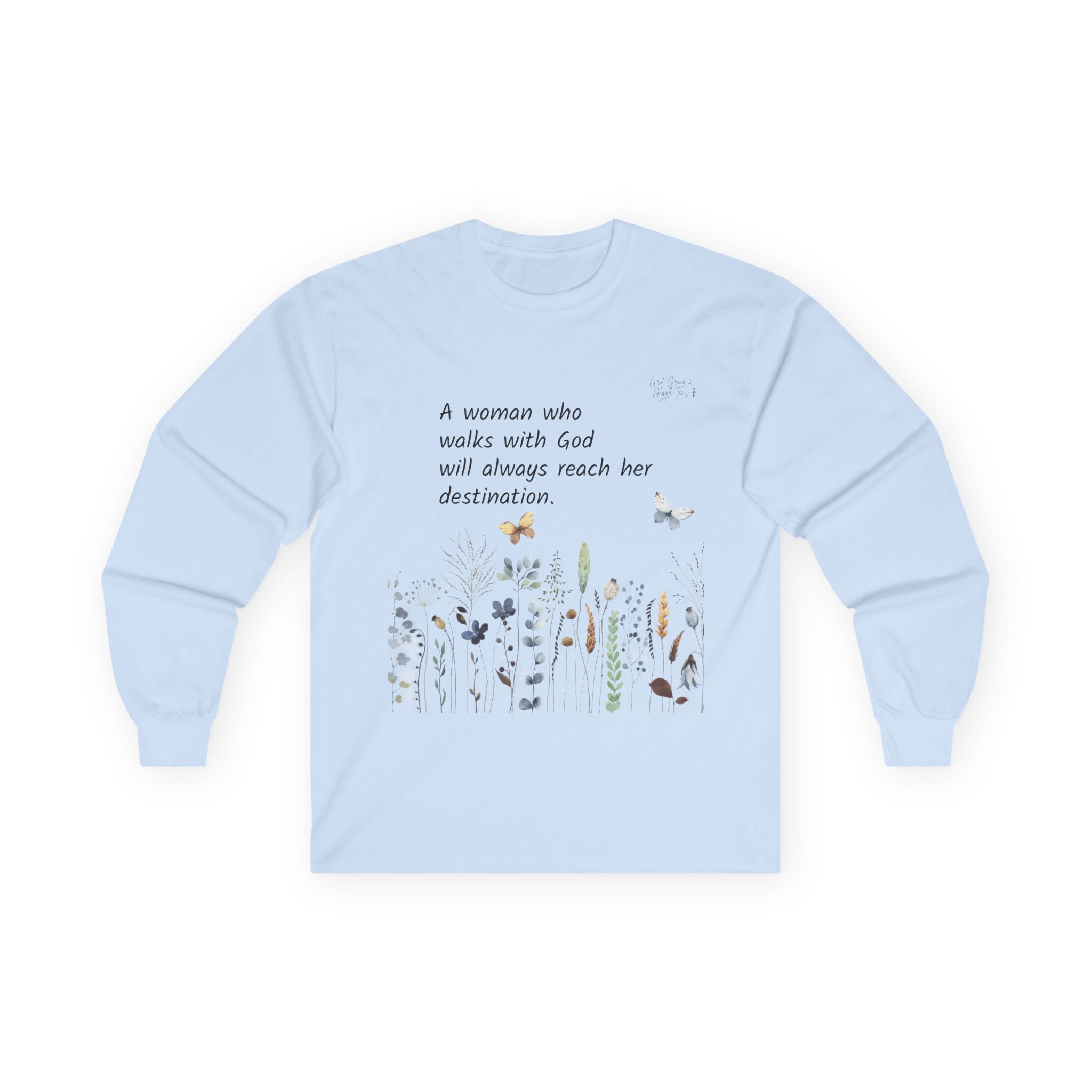 Long Sleeve Tee — Delicate Wildflower Meadow Art