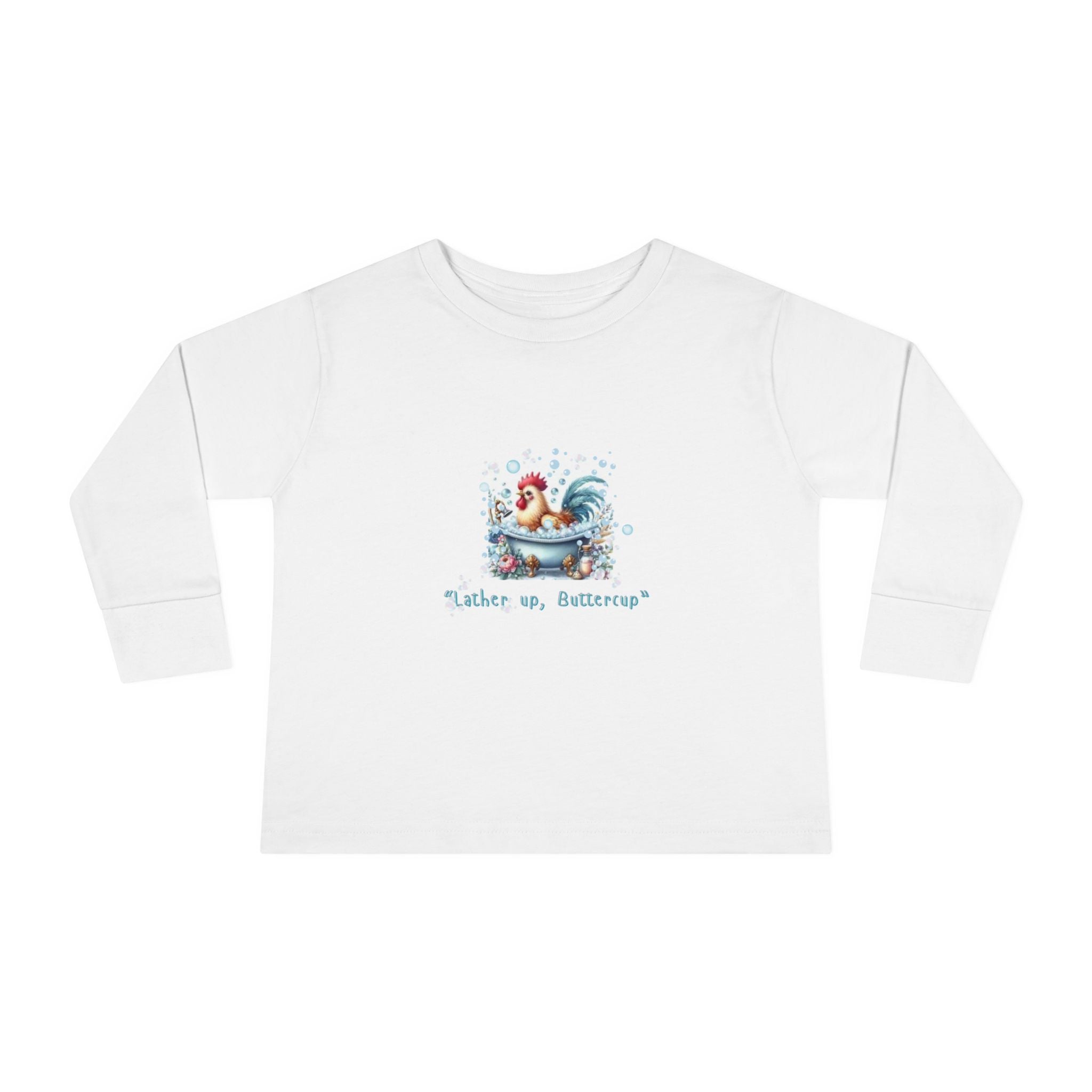 Cute Toddler Long Sleeve Tee with 'Lather up, Buttercup' Design