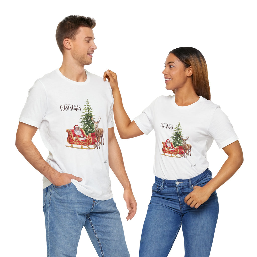Christmas Joy Unisex Tee - Santa Sleigh Design, Holiday Gift, Festive Apparel, Winter Celebration, Christmas Shirt, Unisex T-Shirt