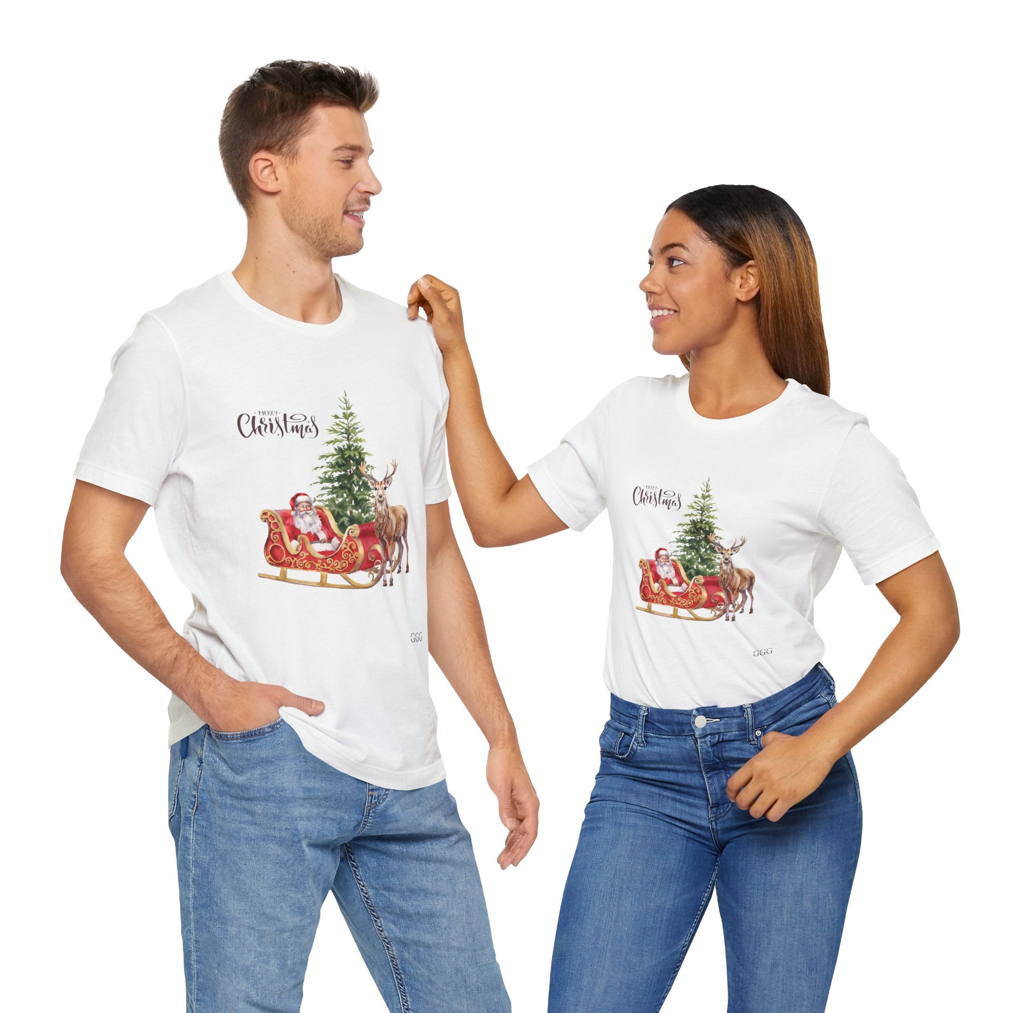 Christmas Joy Unisex Tee - Santa Sleigh Design, Holiday Gift, Festive Apparel, Winter Celebration, Christmas Shirt, Unisex T-Shirt
