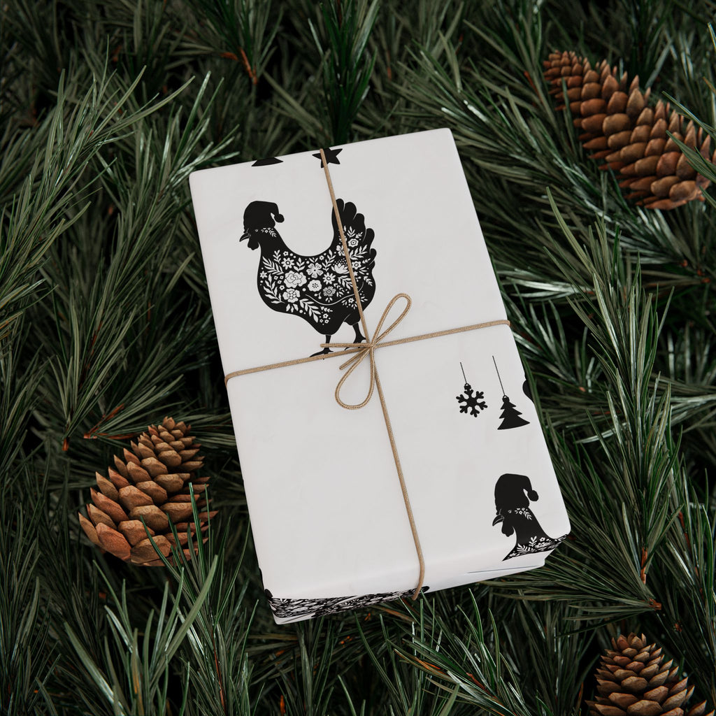 Charming Chicken Themed Wrapping Paper, Gift Wrap for Farmhouse Decor, Holiday & Celebration, Rustic Gift Packaging, Party Supplies