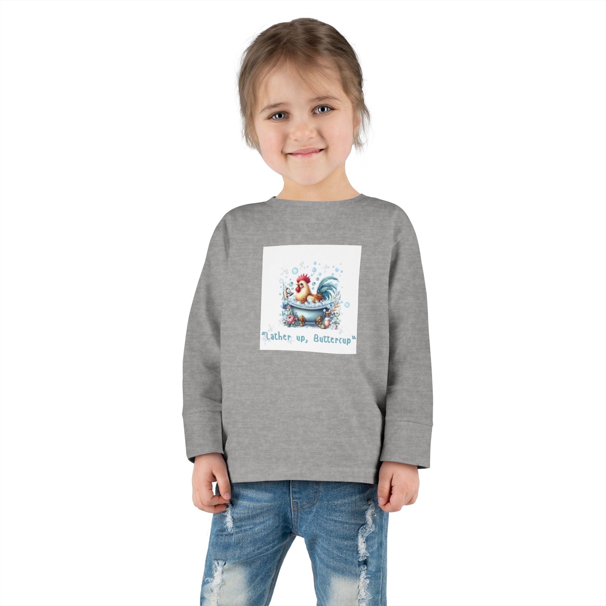 Cute Toddler Long Sleeve Tee with 'Lather up, Buttercup' Design