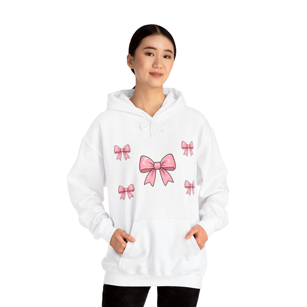 Pink Ribbon Bow Hoodie — Cute Pastel Bow Graphic Sweatshirt