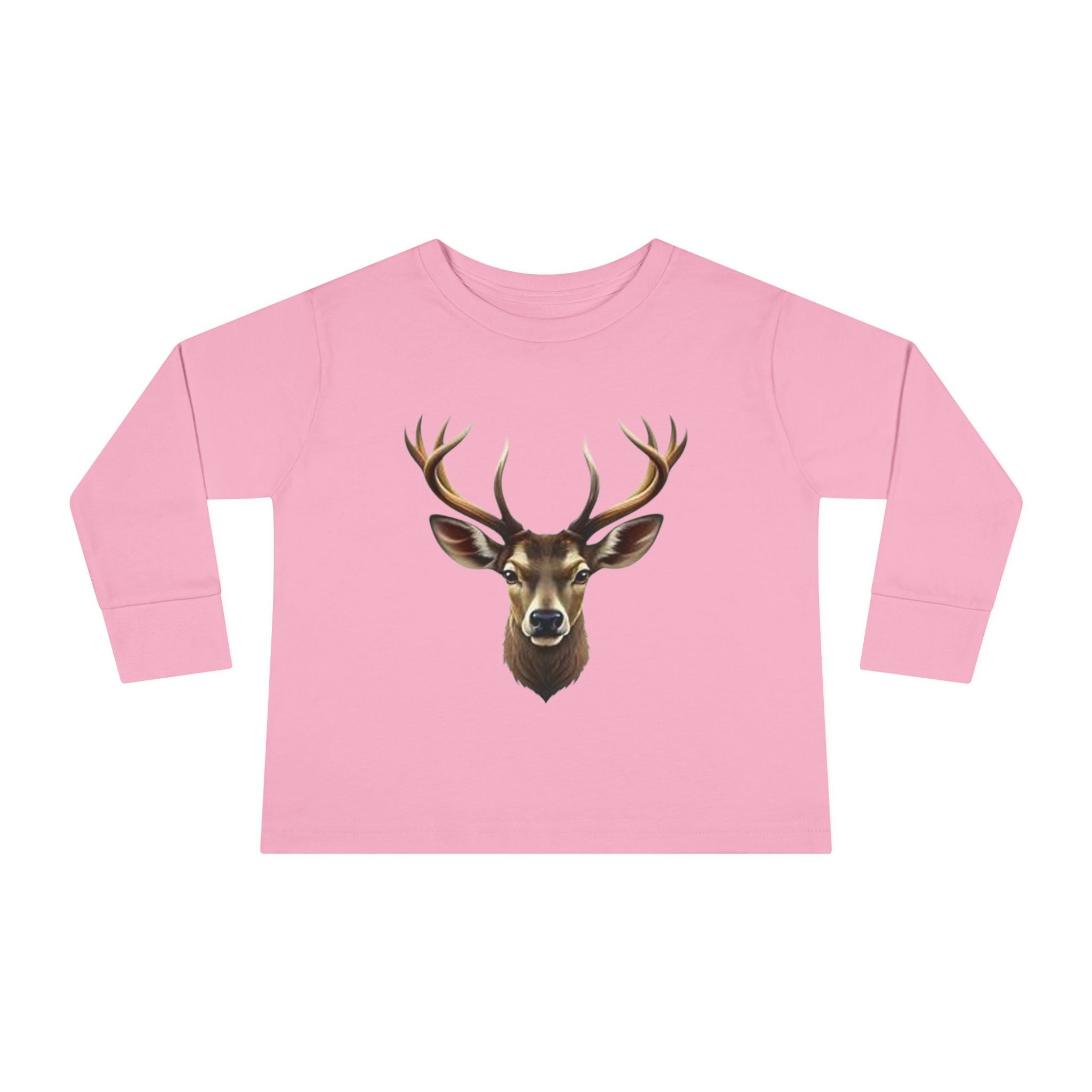Toddler Long Sleeve Tee — Realistic Deer Head Illustration