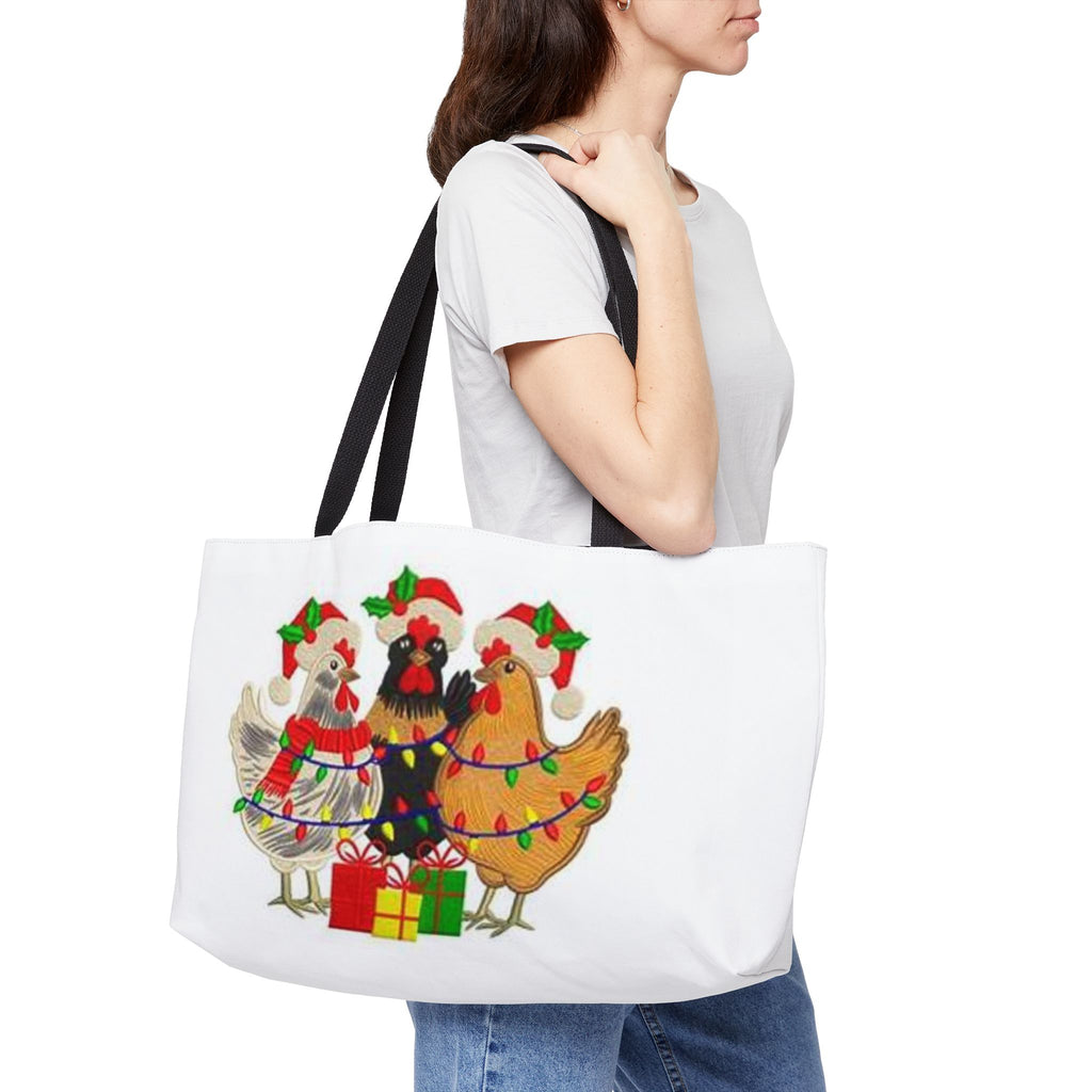 Festive Chicken Tote Bag | Holiday Shopping, Christmas, Gift, Farmhouse Decor