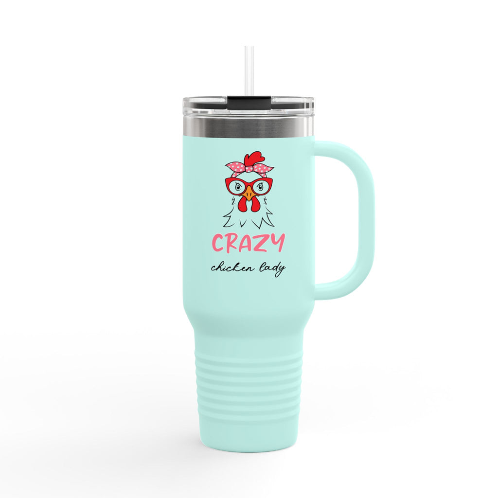 Crazy Chicken Lady Design, Insulated Travel Mug, 40oz