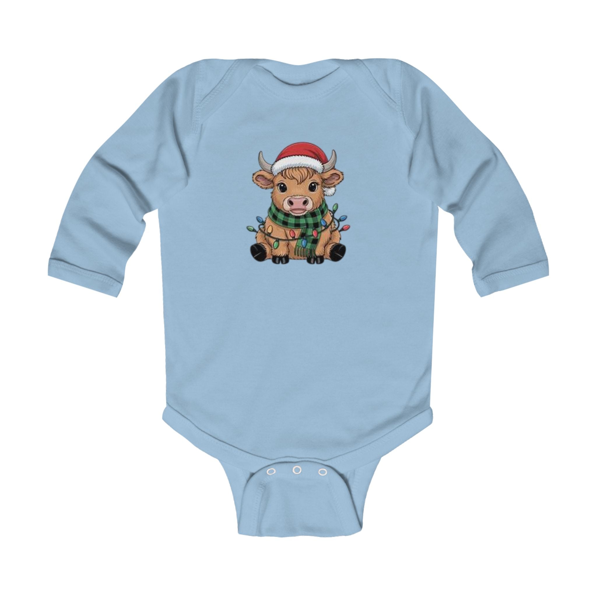 Festive Cow Infant Bodysuit - Cute Long Sleeve Holiday Outfit