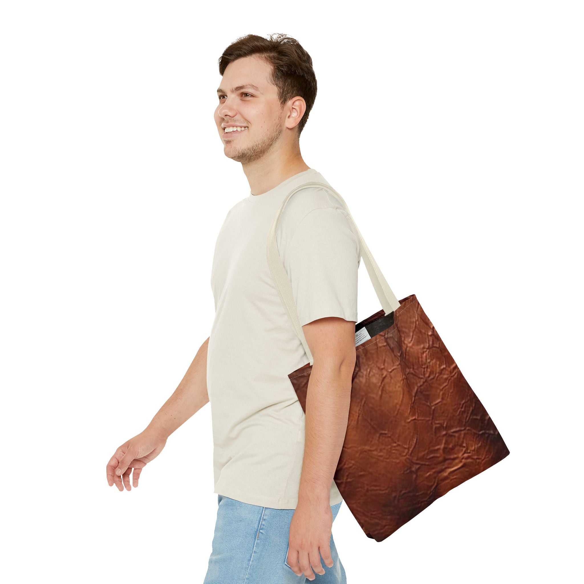 Canvas Tote Bag - Bison Leather Print Eco-Friendly Carryall for Everyday Use