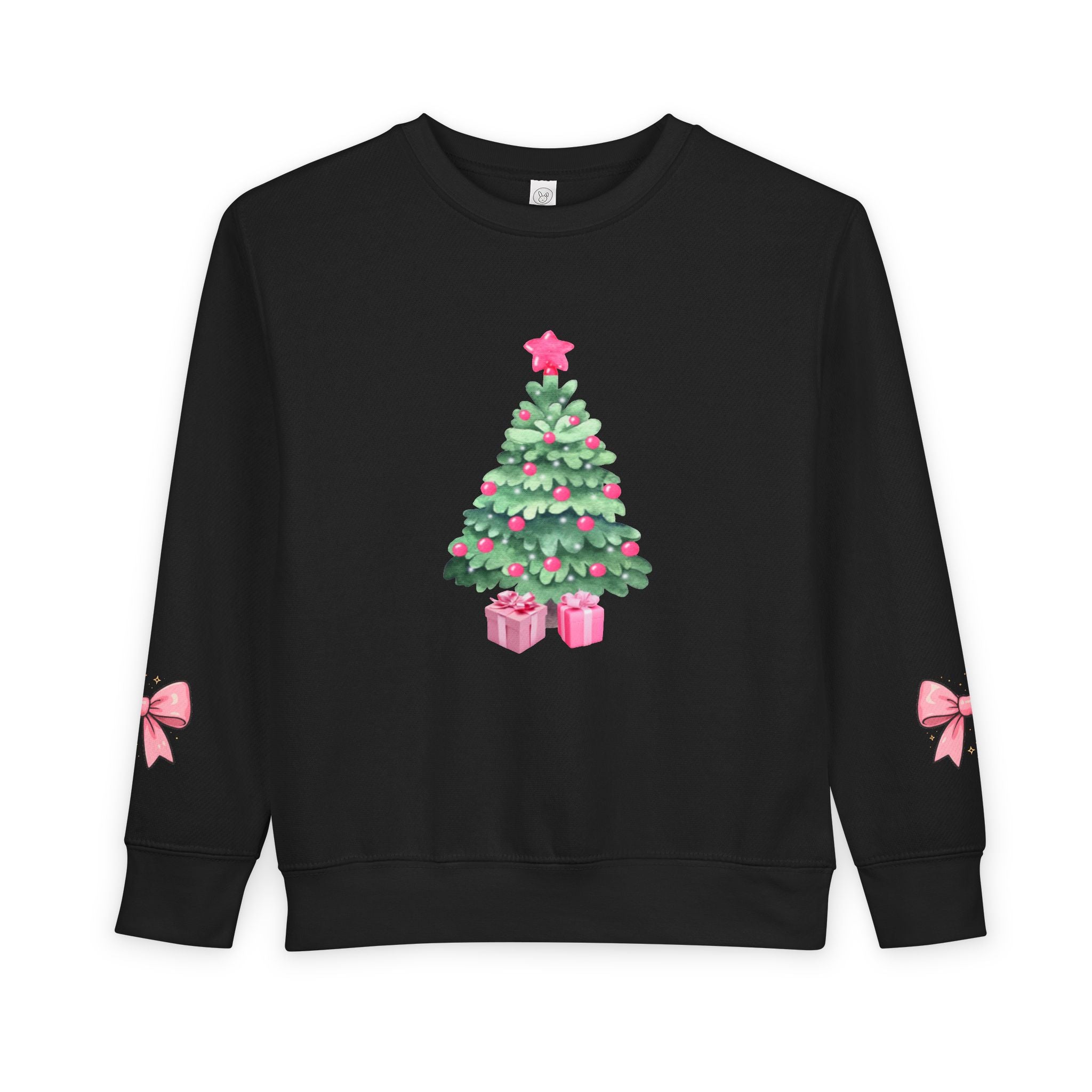 Toddler Sweatshirt — Pink Christmas Tree with Bows Holiday Pullover