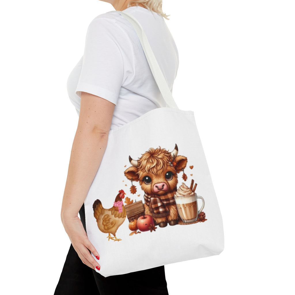 Friends- Cute Cow & Chicken Tote Bag for Farm Lovers, Harvest Market Bag