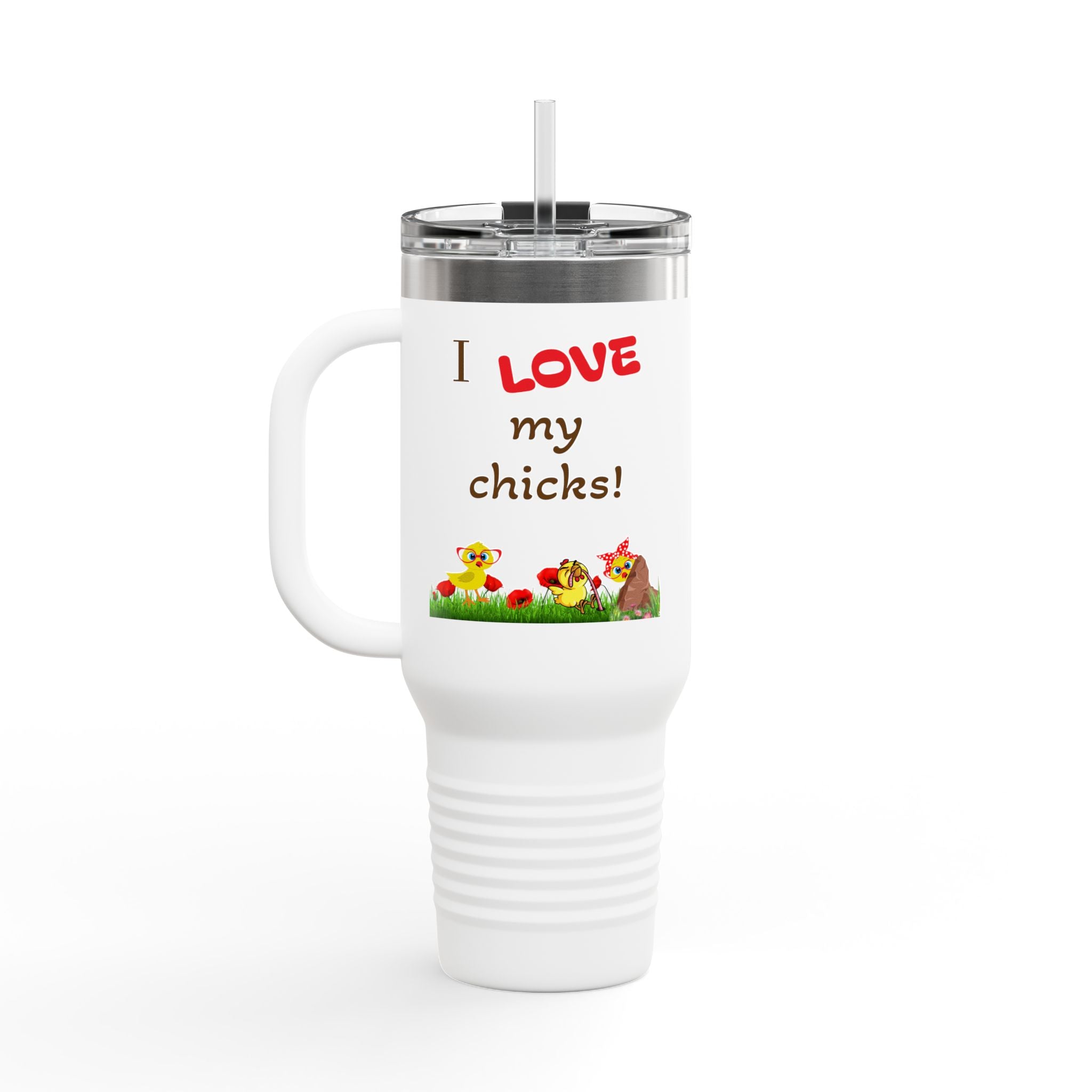 Crazy Chicken Lady Design, Insulated Travel Mug, 40oz