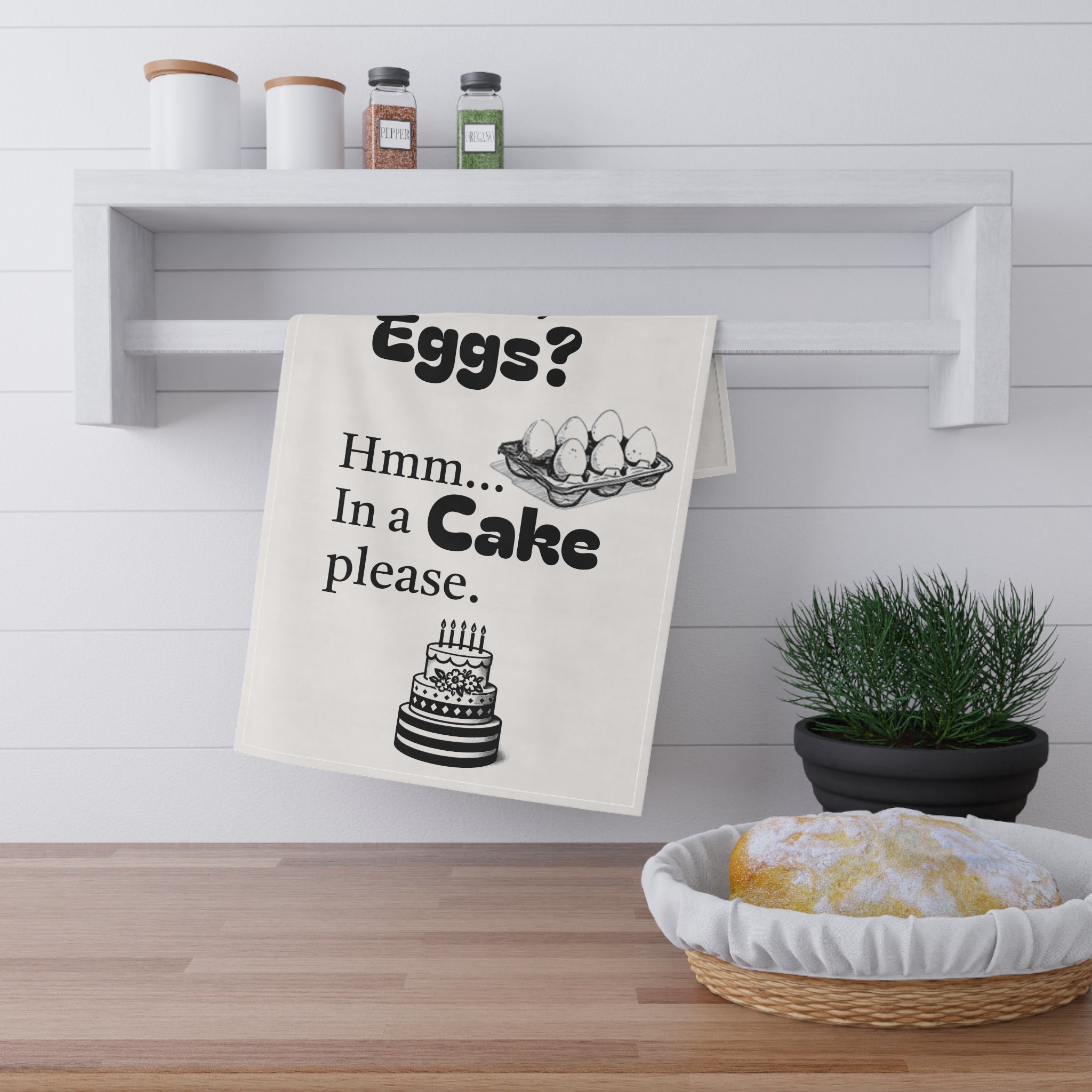 Charming Kitchen Tea Towels with Fun Egg Cake Humor, Farmhouse Decor, Gift for Bakers, Housewarming, Cooking Enthusiasts, Kitchen Essentials