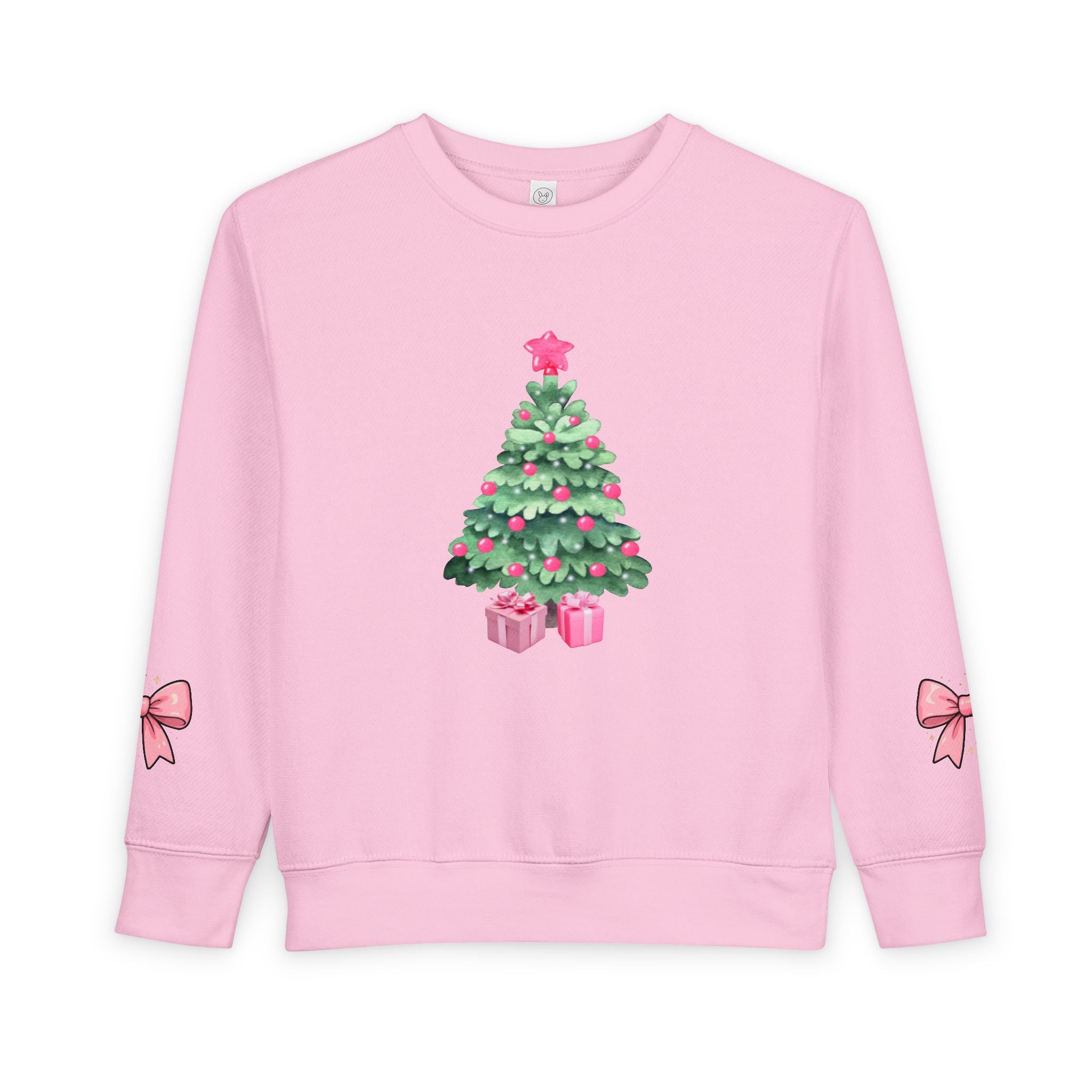 Toddler Sweatshirt — Pink Christmas Tree with Bows Holiday Pullover