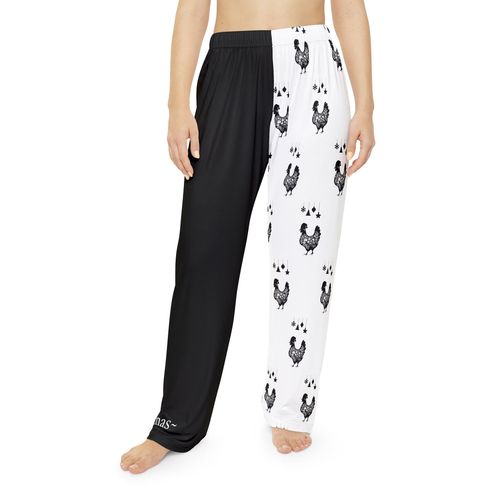 Festive Rooster Women's Pajama Pants - Christmas Holiday Sleepwear