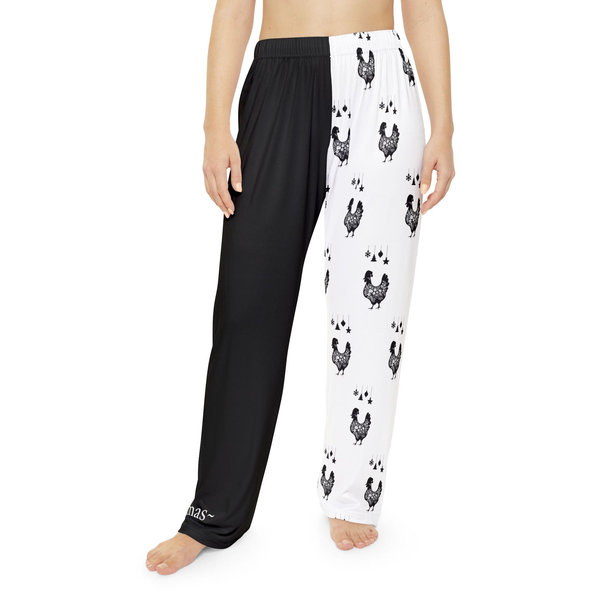 Festive Rooster Women's Pajama Pants - Christmas Holiday Sleepwear