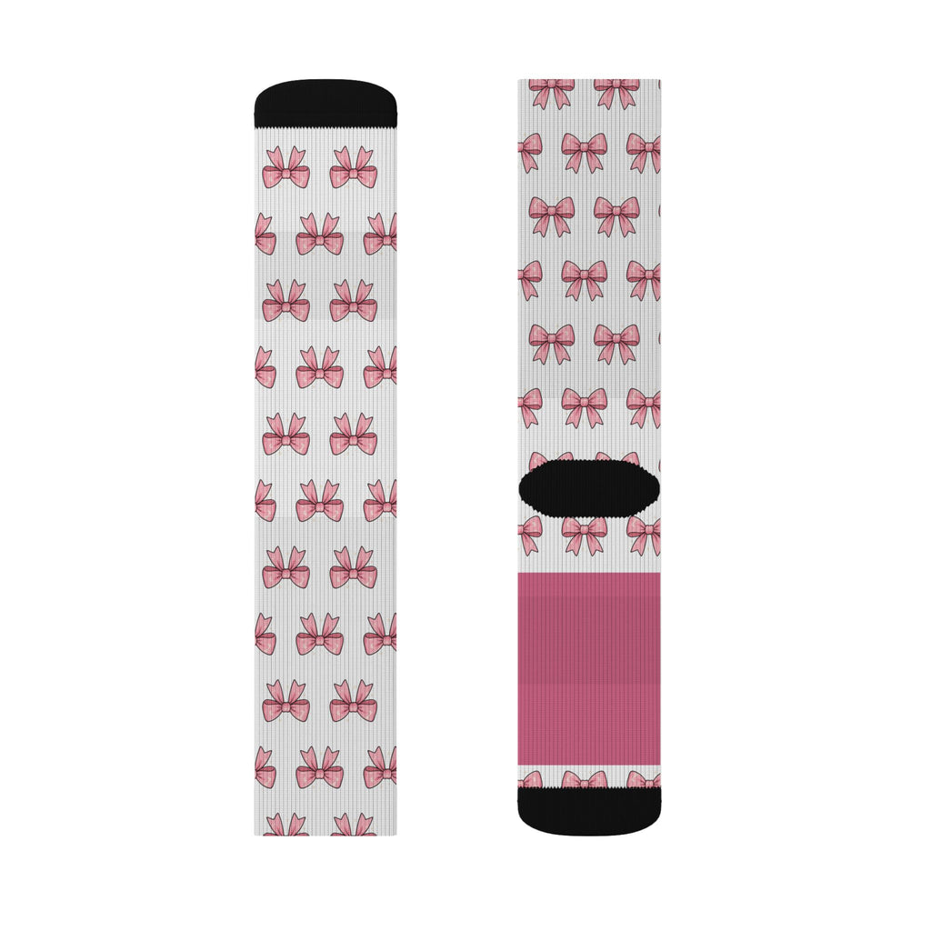Pink Bow Pattern Sublimation Socks — Cute Ballet & Gift Crew Socks