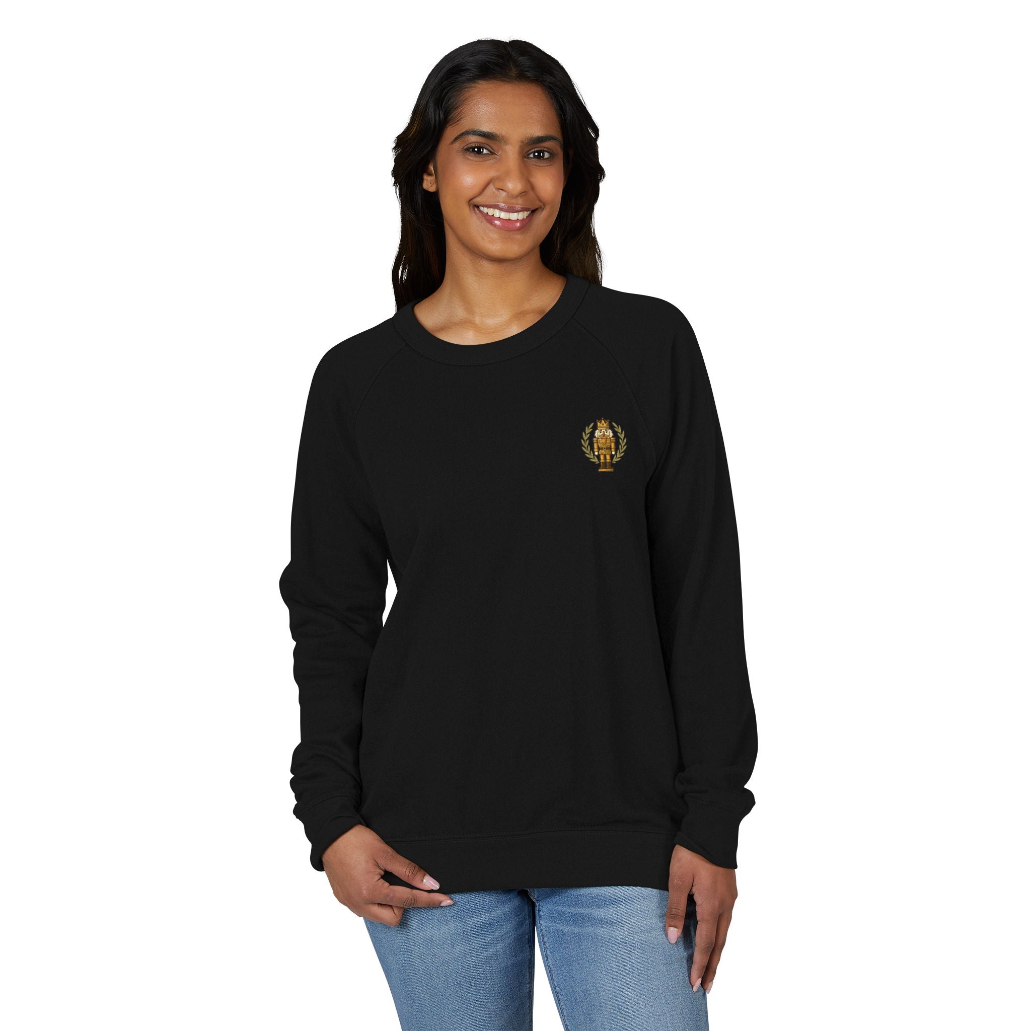 Gold Crest Crewneck Sweatshirt — Vintage Emblem Raglan Pullover