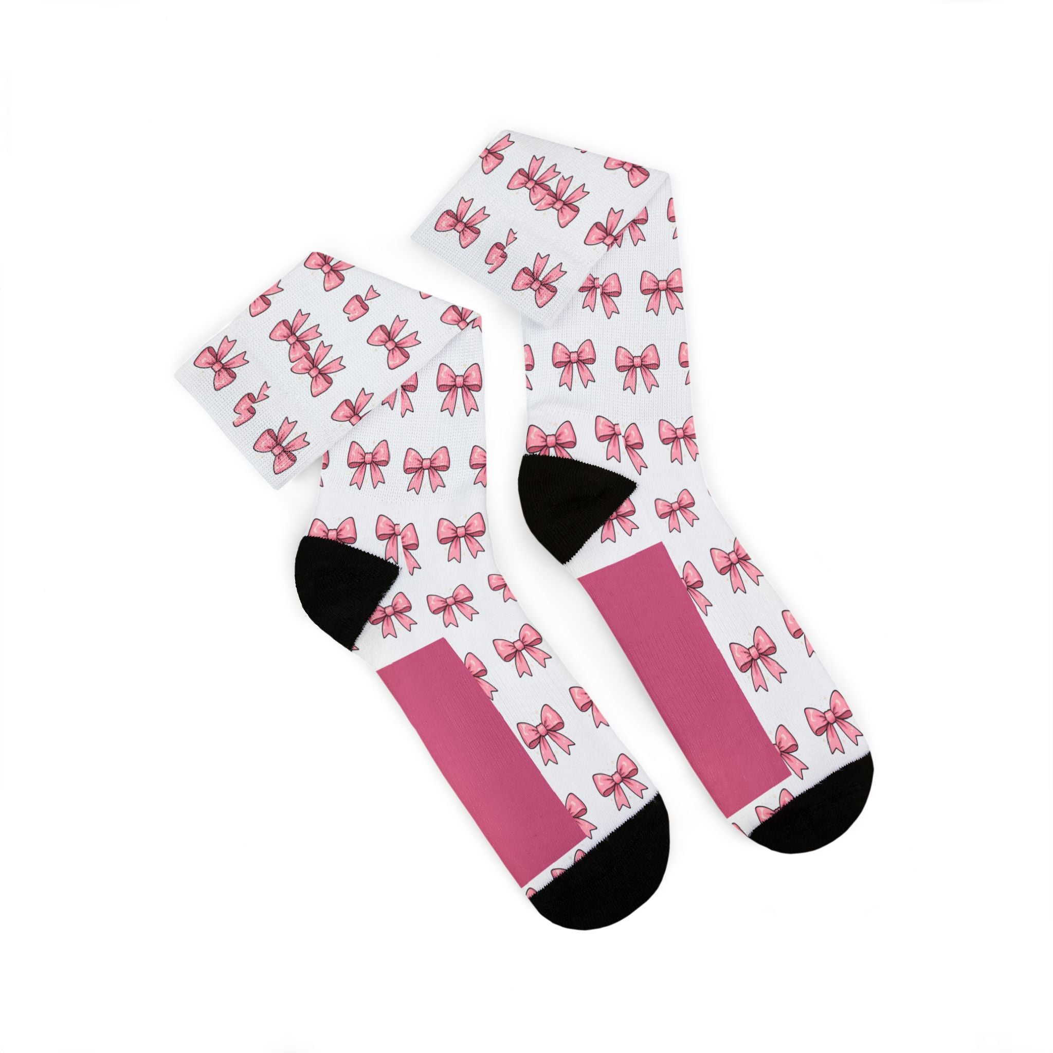 Pink Bow Pattern Sublimation Socks — Cute Ballet & Gift Crew Socks