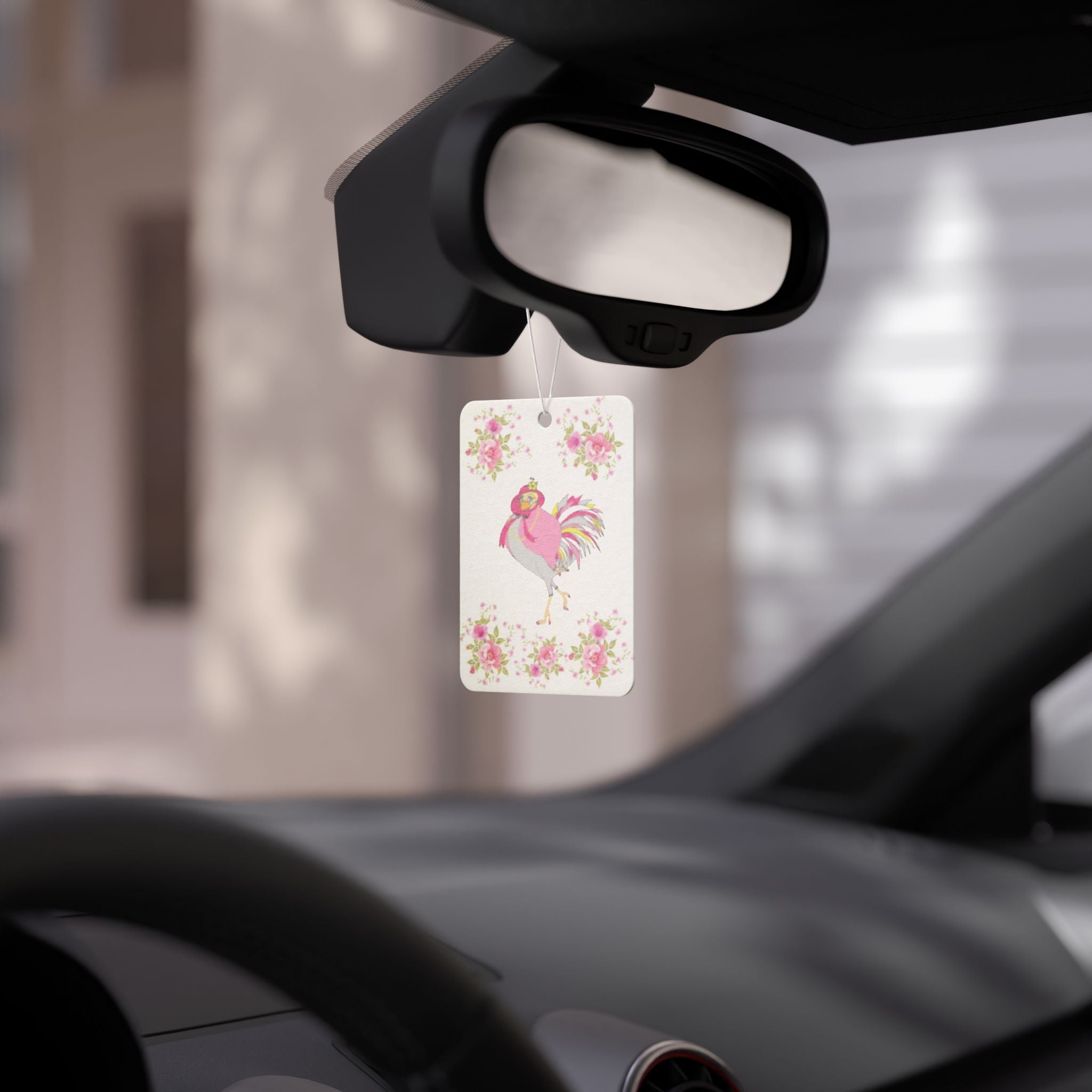 Colorful Floral Car Air Freshener | Pink Chicken