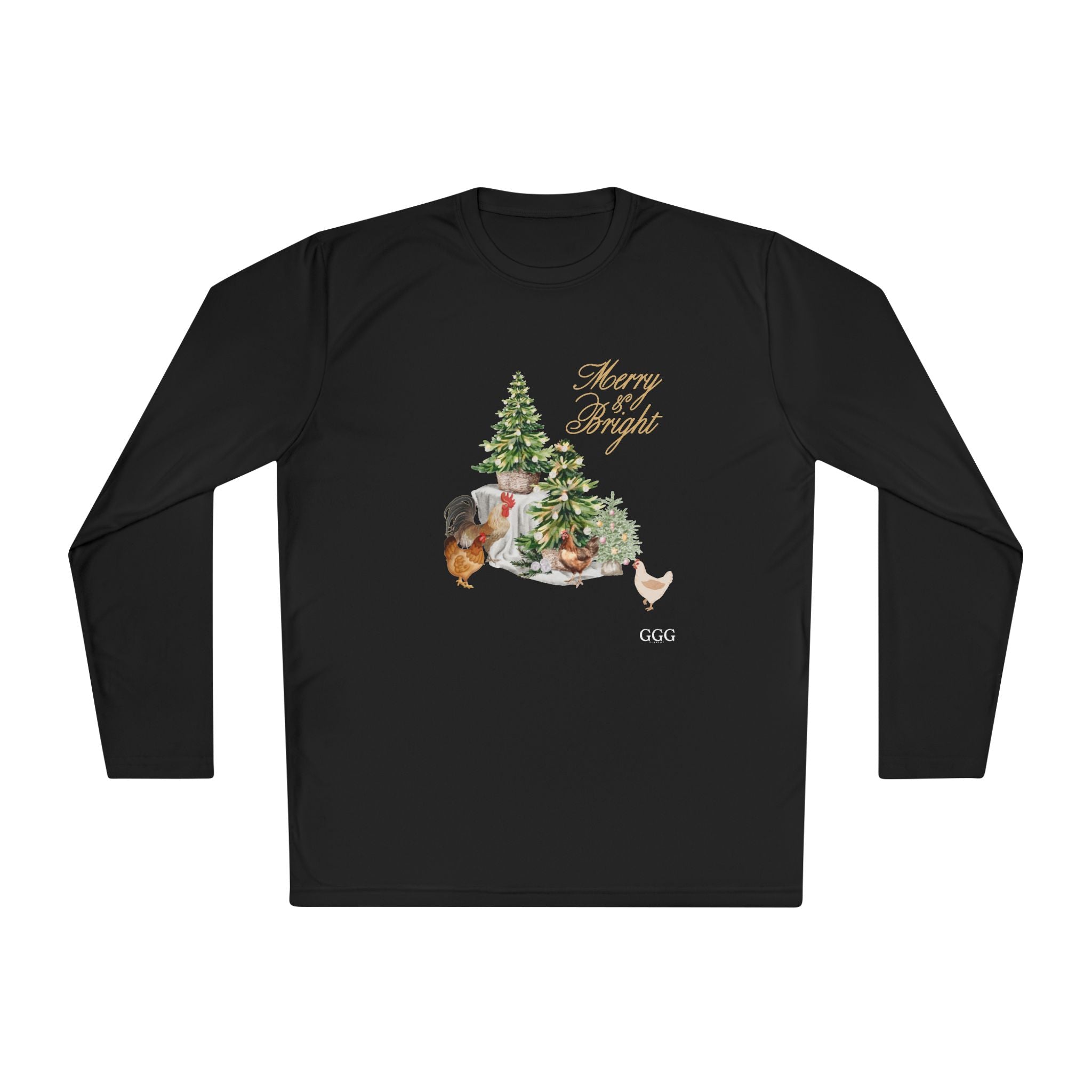 Ladies Merry and Bright Long Sleeve Tee - Chicken Lovers
