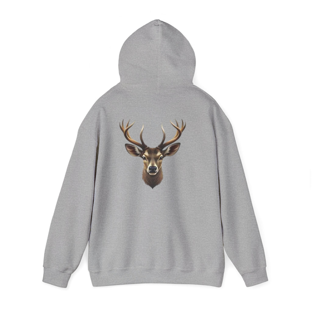 Deer Head Hoodie — Realistic Stag Antler Graphic Pullover
