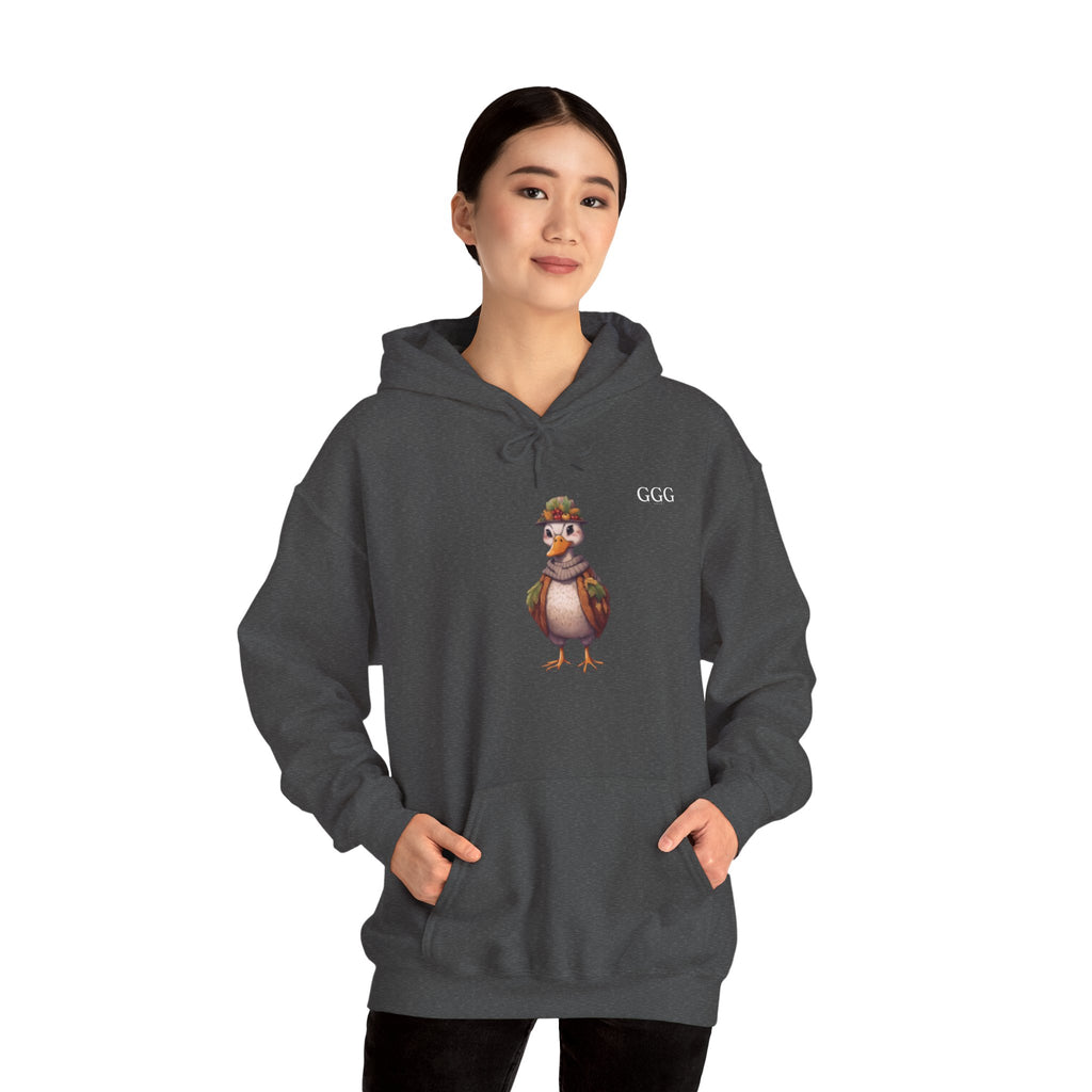 Duckling Graphic Hoodie — Cute Vintage Duck with Scarf Sweatshirt