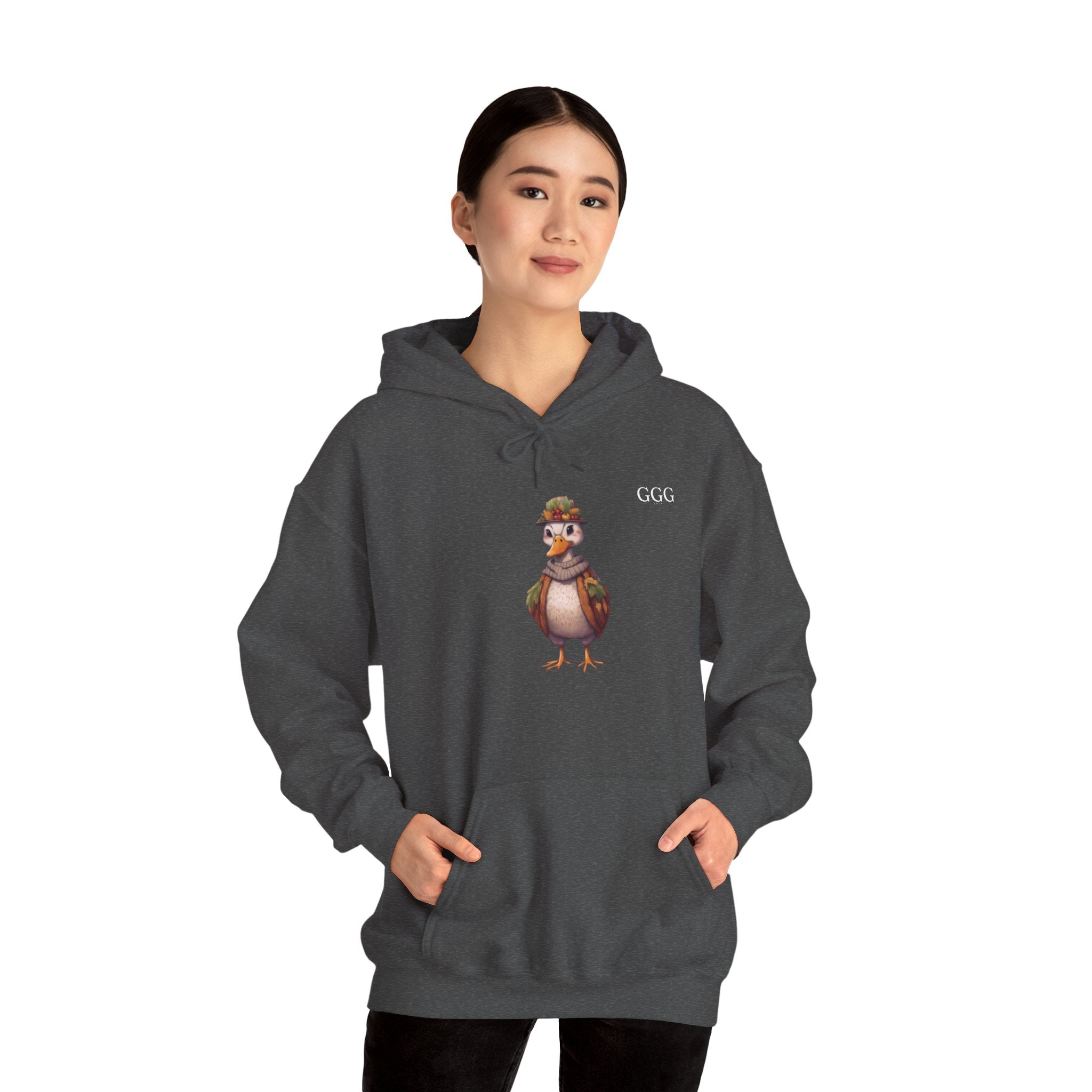 Duckling Graphic Hoodie — Cute Vintage Duck with Scarf Sweatshirt