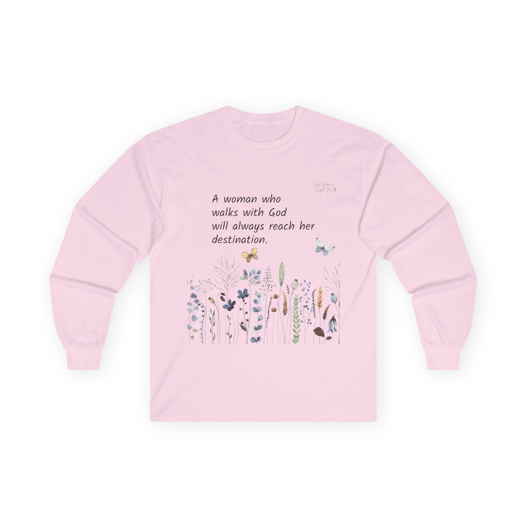 Long Sleeve Tee — Delicate Wildflower Meadow Art