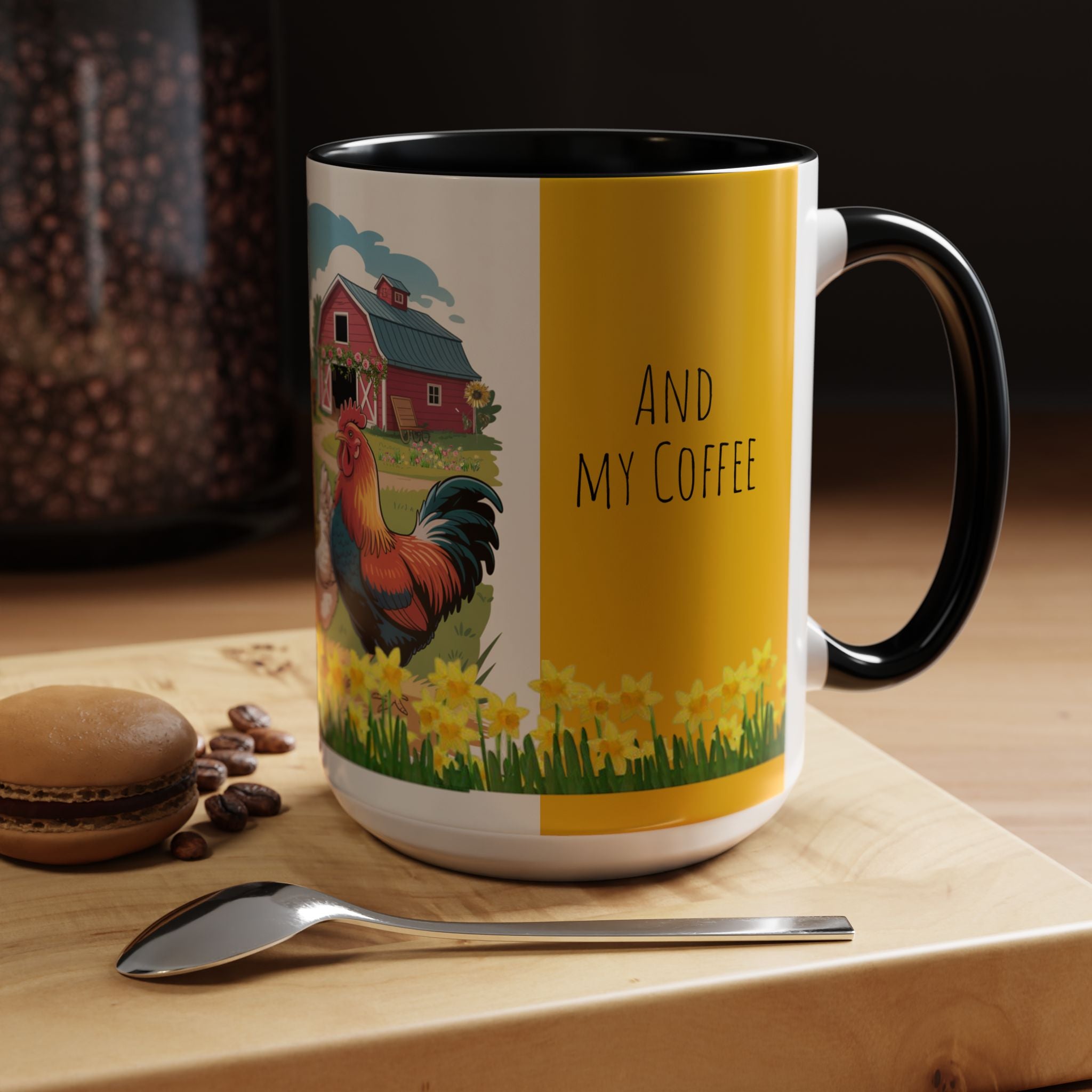 Farmhouse Chic Accent Coffee Mug - "And My Coffee" Design