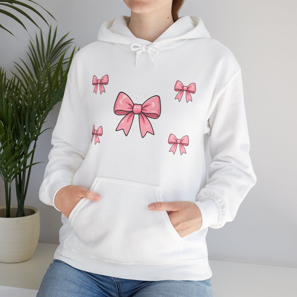 Pink Ribbon Bow Hoodie — Cute Pastel Bow Graphic Sweatshirt