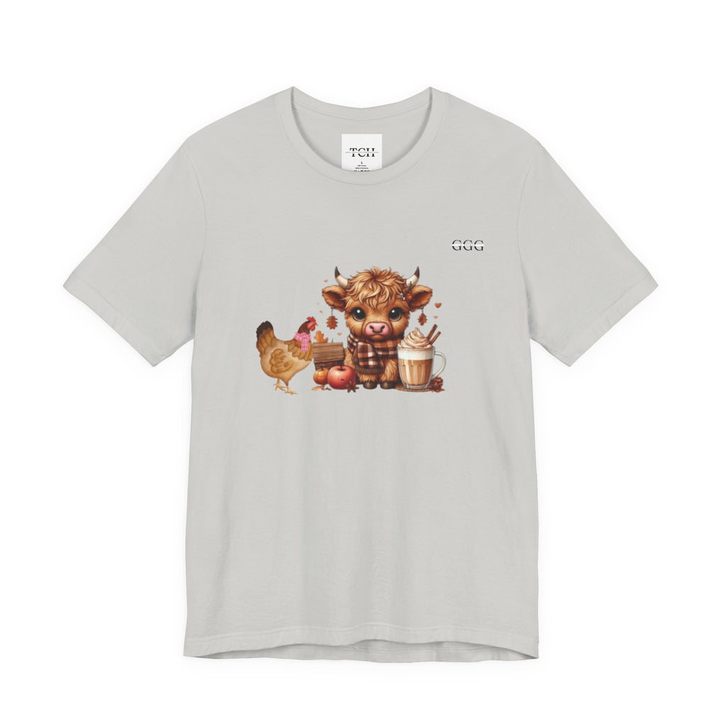 Adorable Farm Animal Tee, Cute Cow and Chicken T-Shirt, Animal Lover Gift, Funny Farm Shirt, Casual Everyday Wear