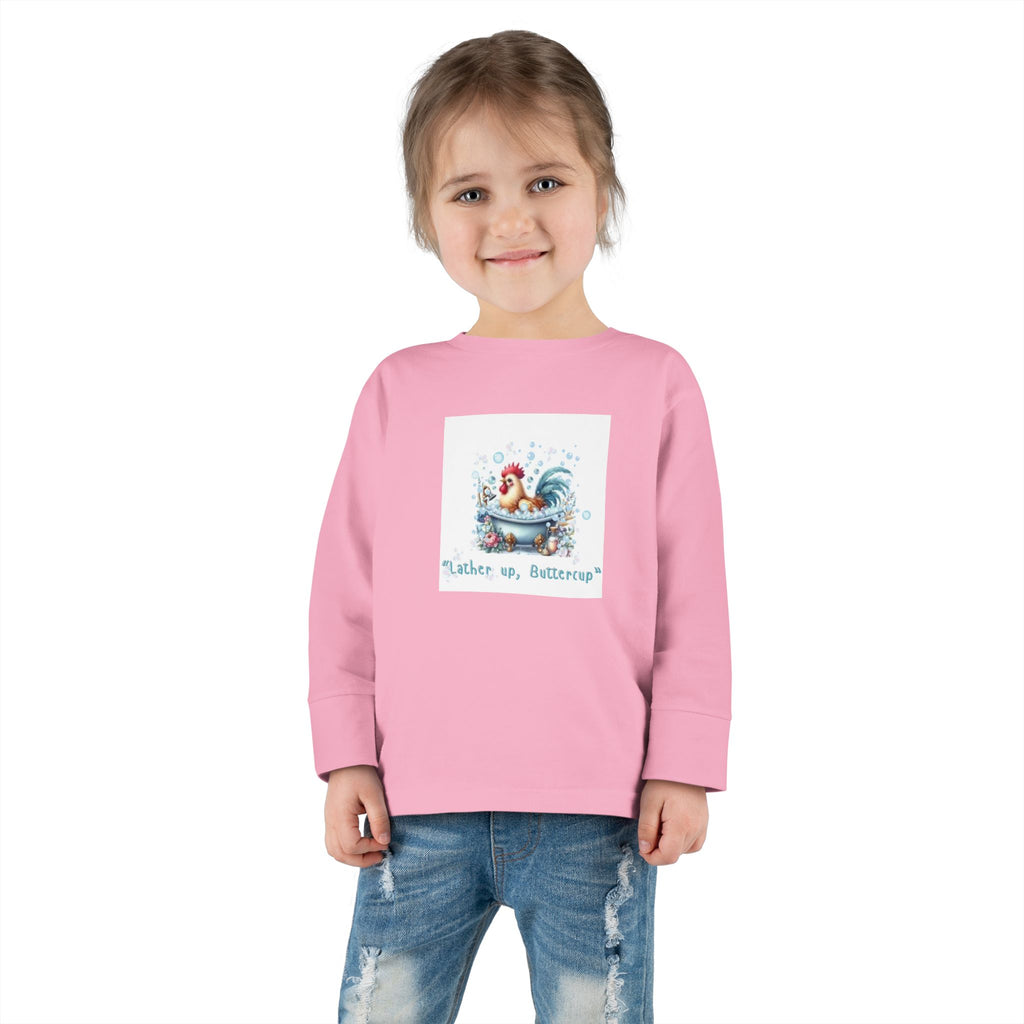 Cute Toddler Long Sleeve Tee with 'Lather up, Buttercup' Design
