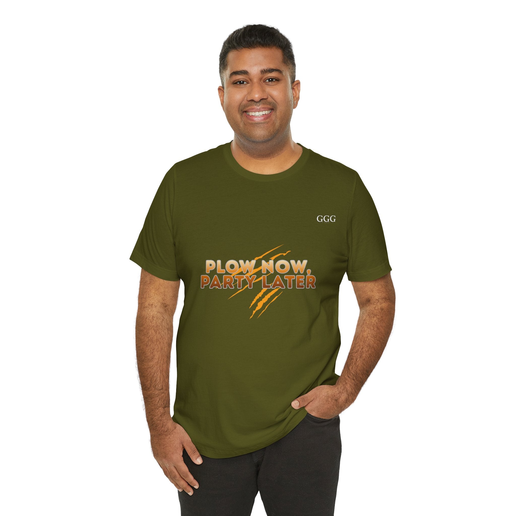 Plow Now Party Later Tee — Rustic Farm-to-Festival Graphic T-Shirt