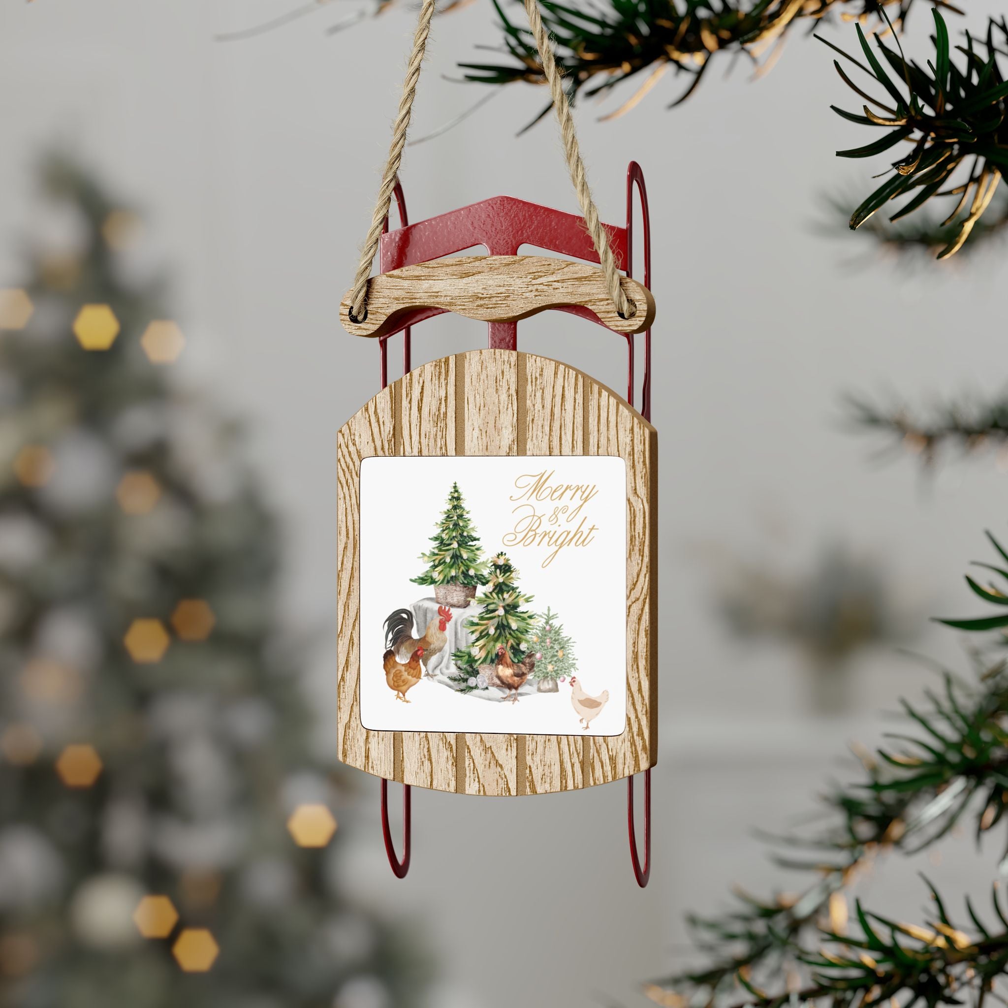 Chickens Sled Ornaments