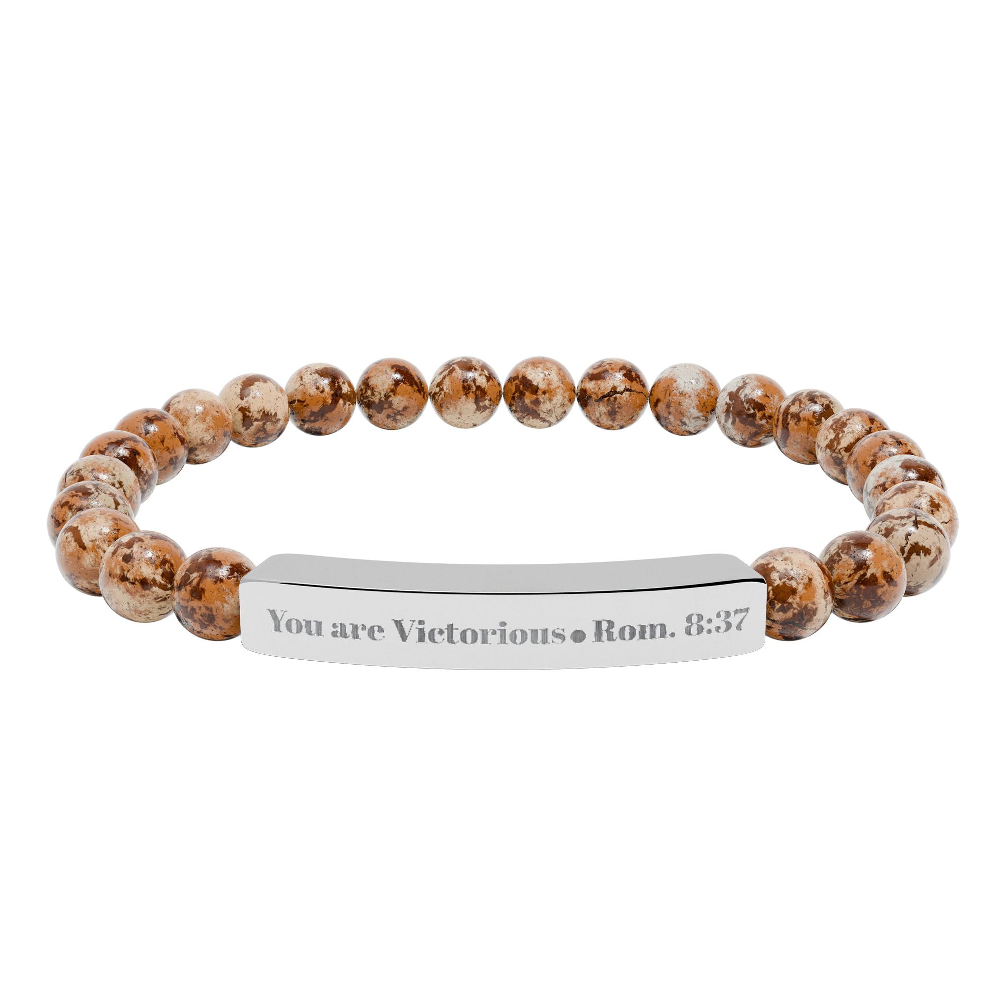 "You are victorious" Engraved Natural Stone Bracelet for Mindfulness, Personal Meaning Bracelet
