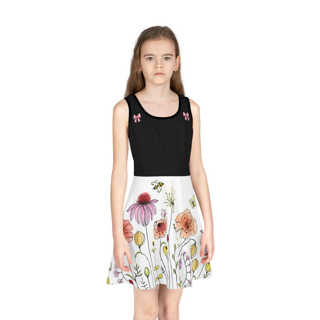 Girls' Floral Sundress — Watercolor Wildflower Swing Dress